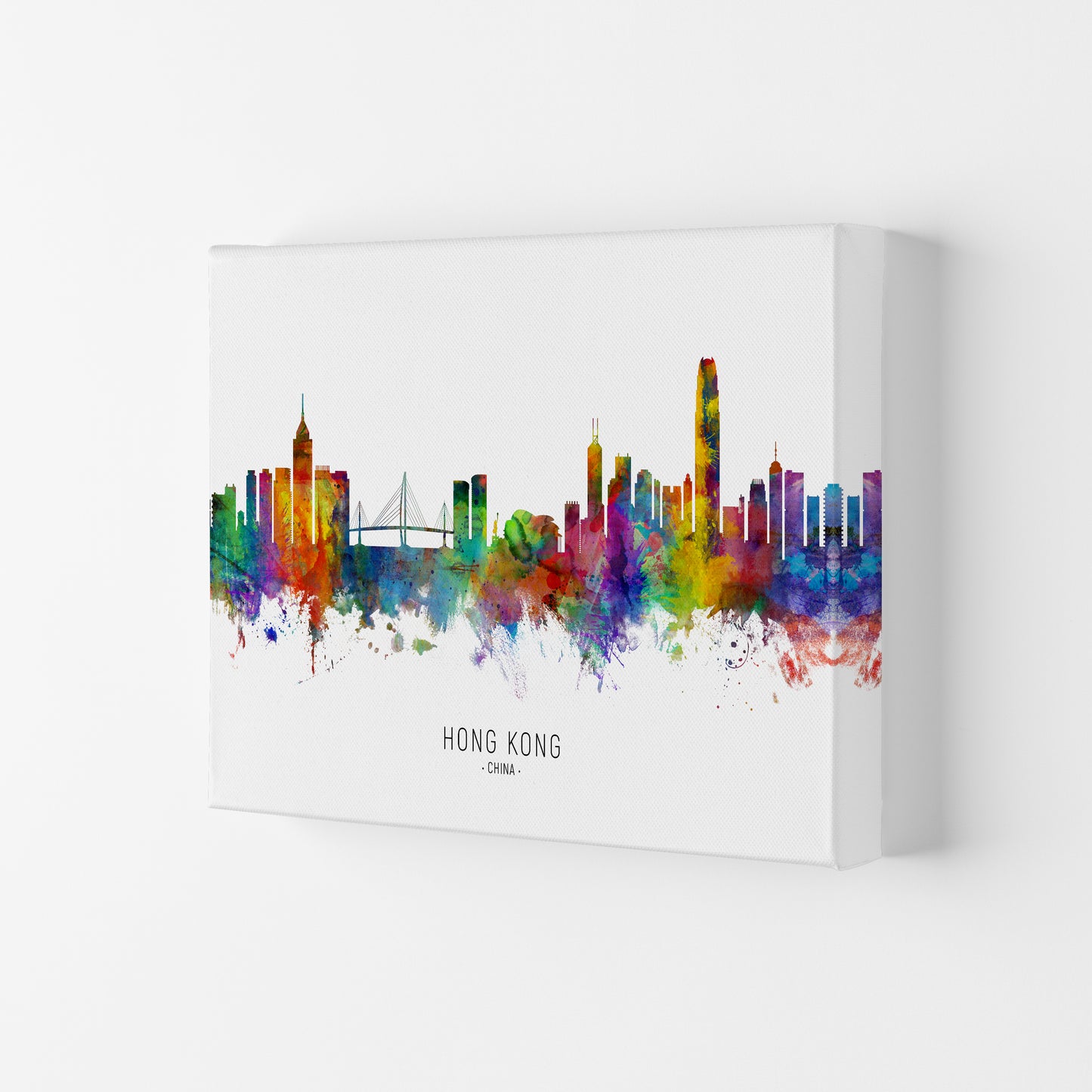 Hong Kong China Skyline Art Print by Michael Tompsett Canvas