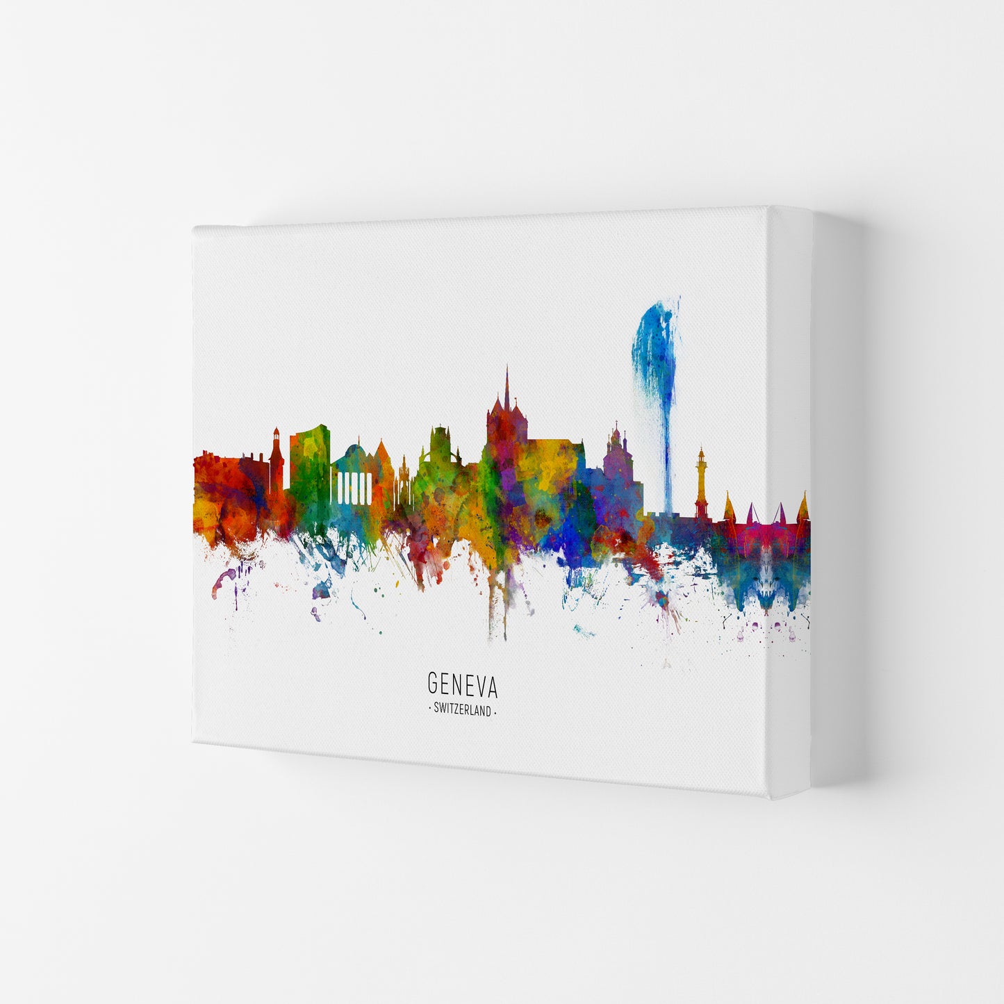 Geneva Switzerland Skyline Art Print by Michael Tompsett Canvas