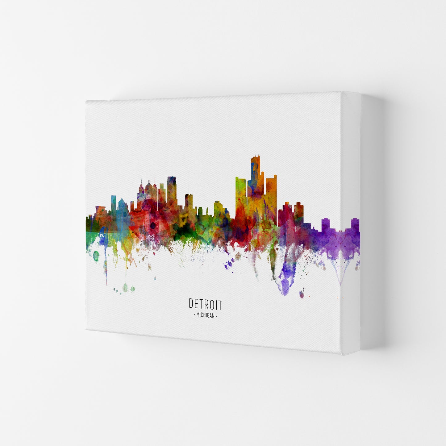Detroit Michigan Skyline Art Print by Michael Tompsett Canvas