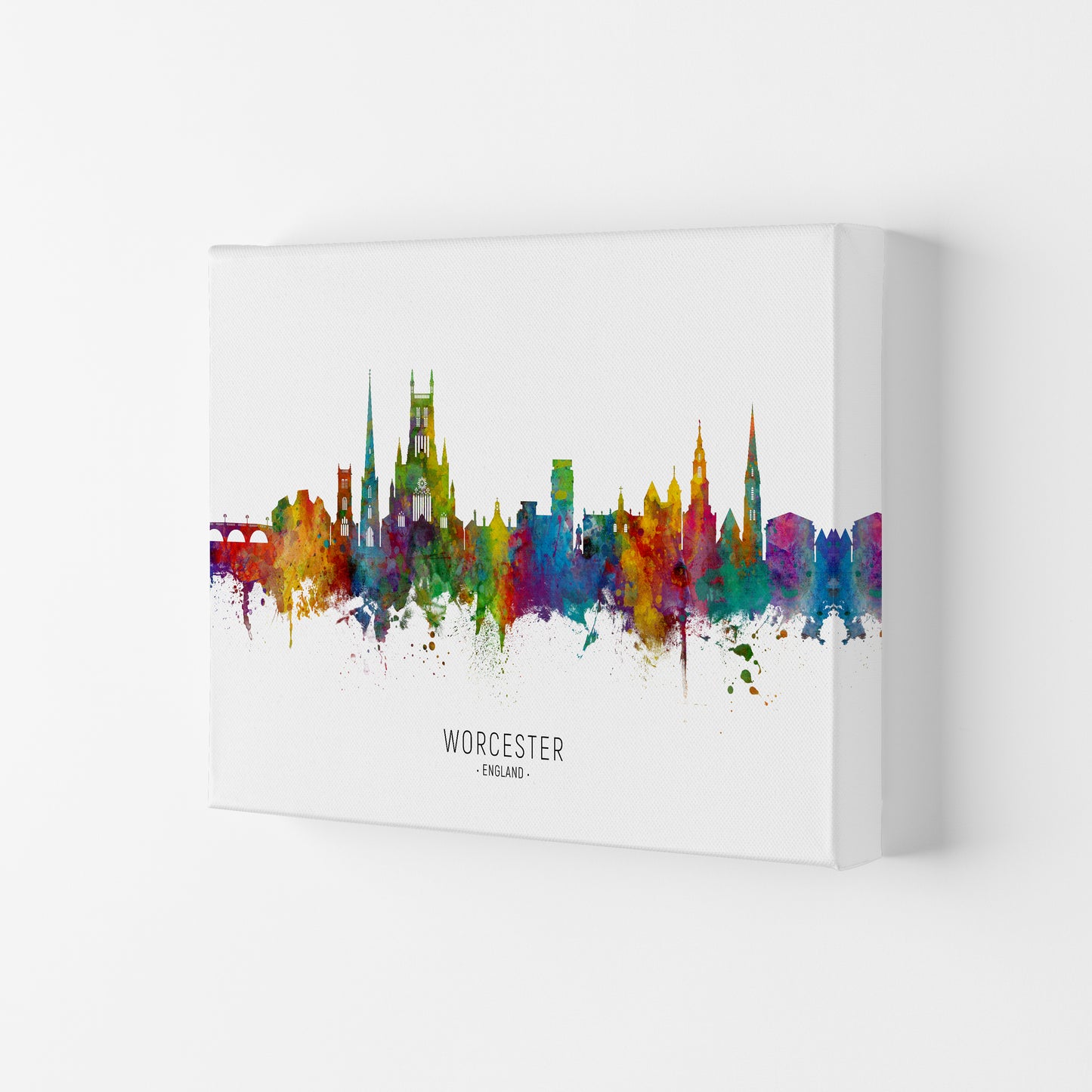Worcester England Skyline Art Print by Michael Tompsett Canvas