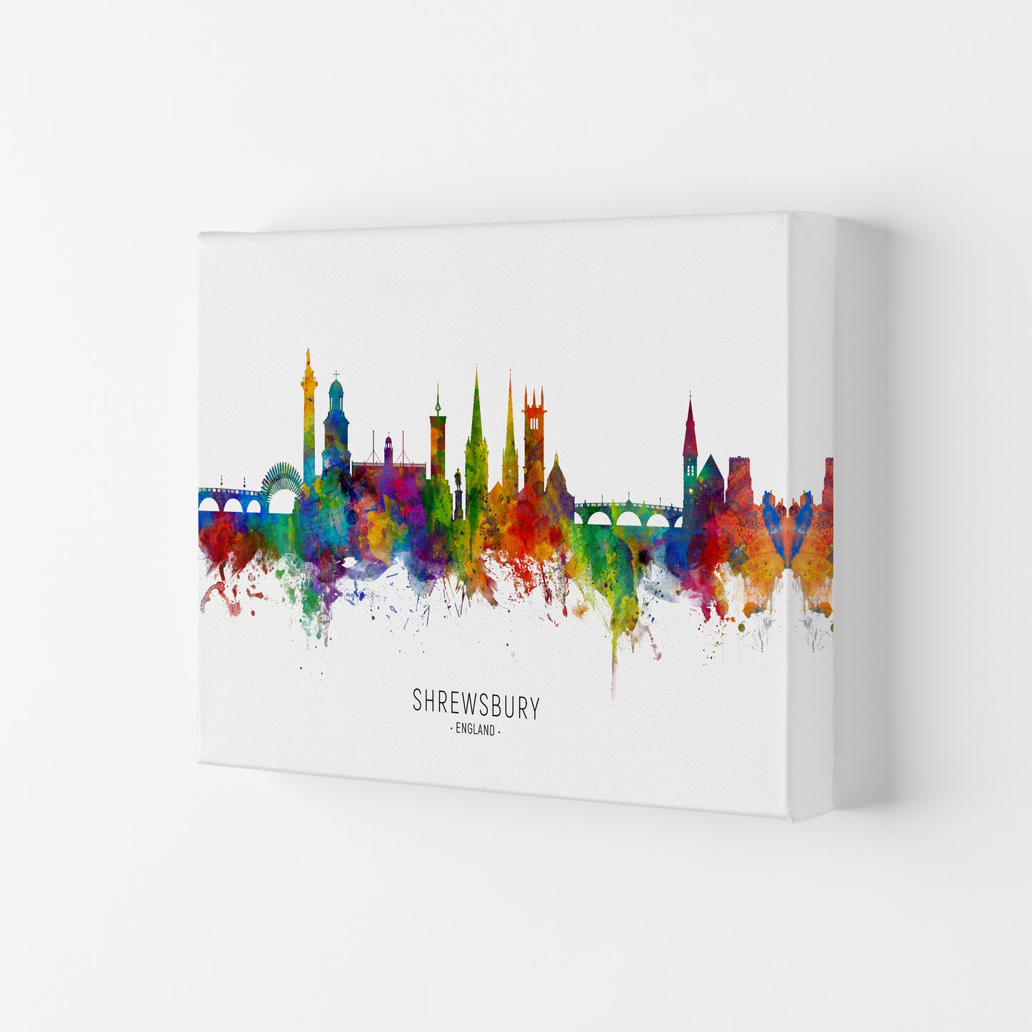 Shrewsbury England Skyline Art Print by Michael Tompsett Canvas