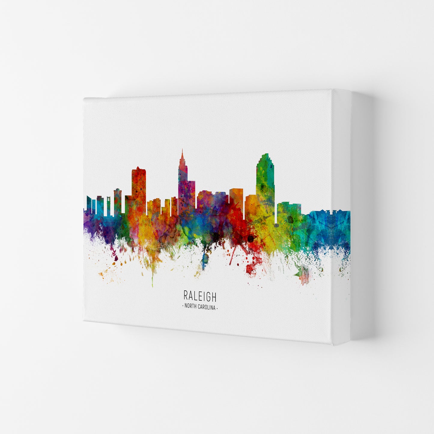 Raleigh North Carolina Skyline Art Print by Michael Tompsett Canvas