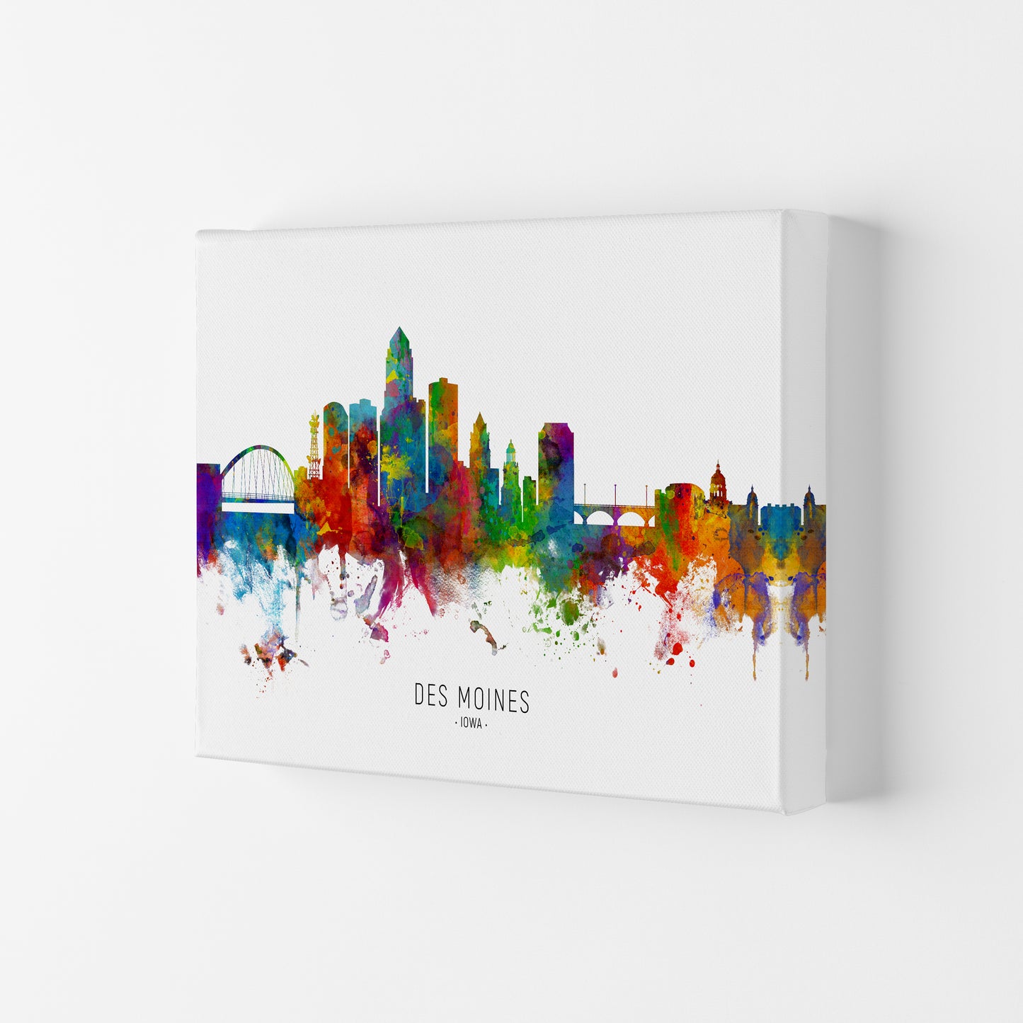 Des Moines Iowa Skyline Art Print by Michael Tompsett Canvas
