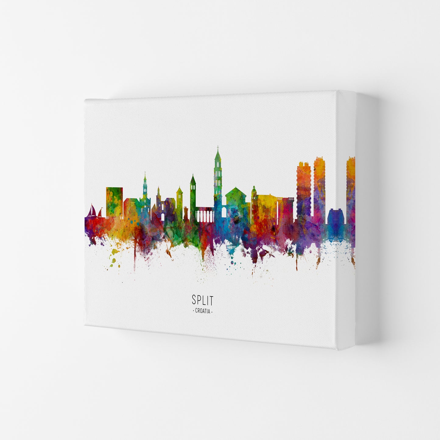 Split Croatia Skyline Art Print by Michael Tompsett Canvas