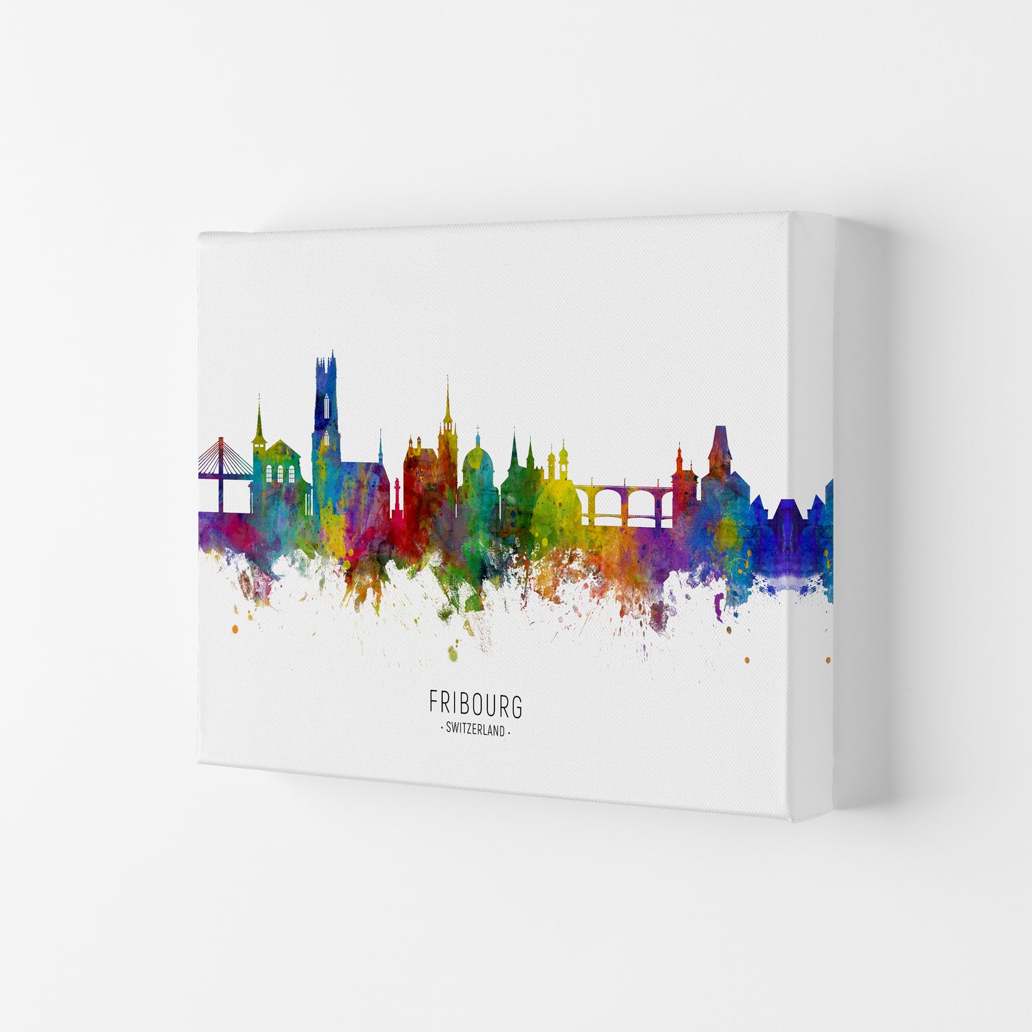 Fribourg Switzerland Skyline Art Print by Michael Tompsett Canvas
