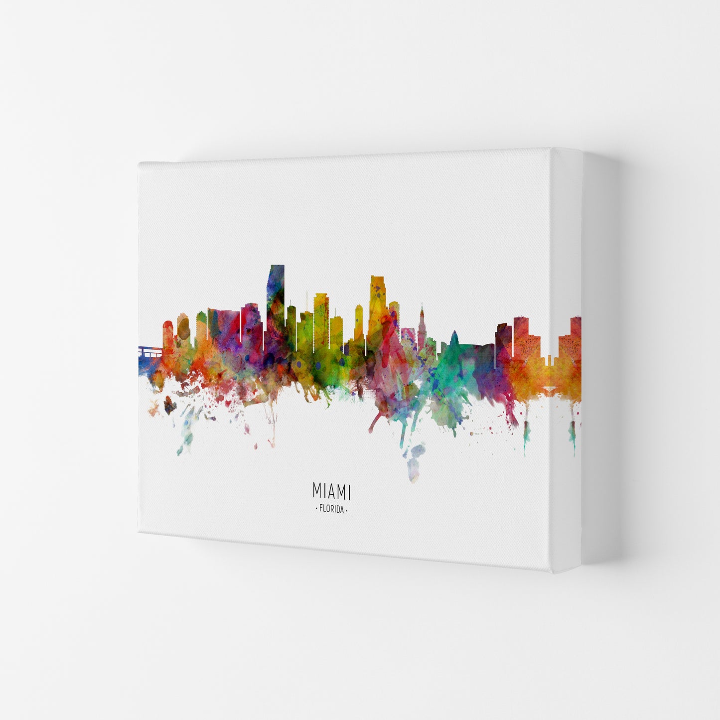 Miami Florida Skyline Art Print by Michael Tompsett Canvas