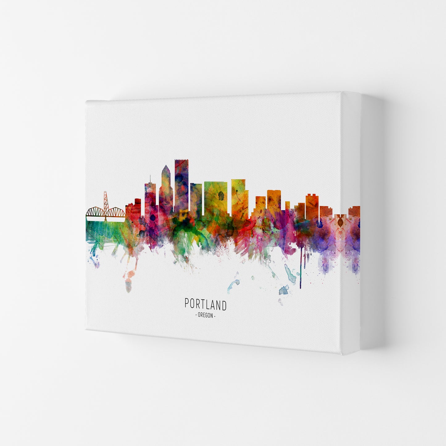 Portland Oregon Skyline Art Print by Michael Tompsett Canvas