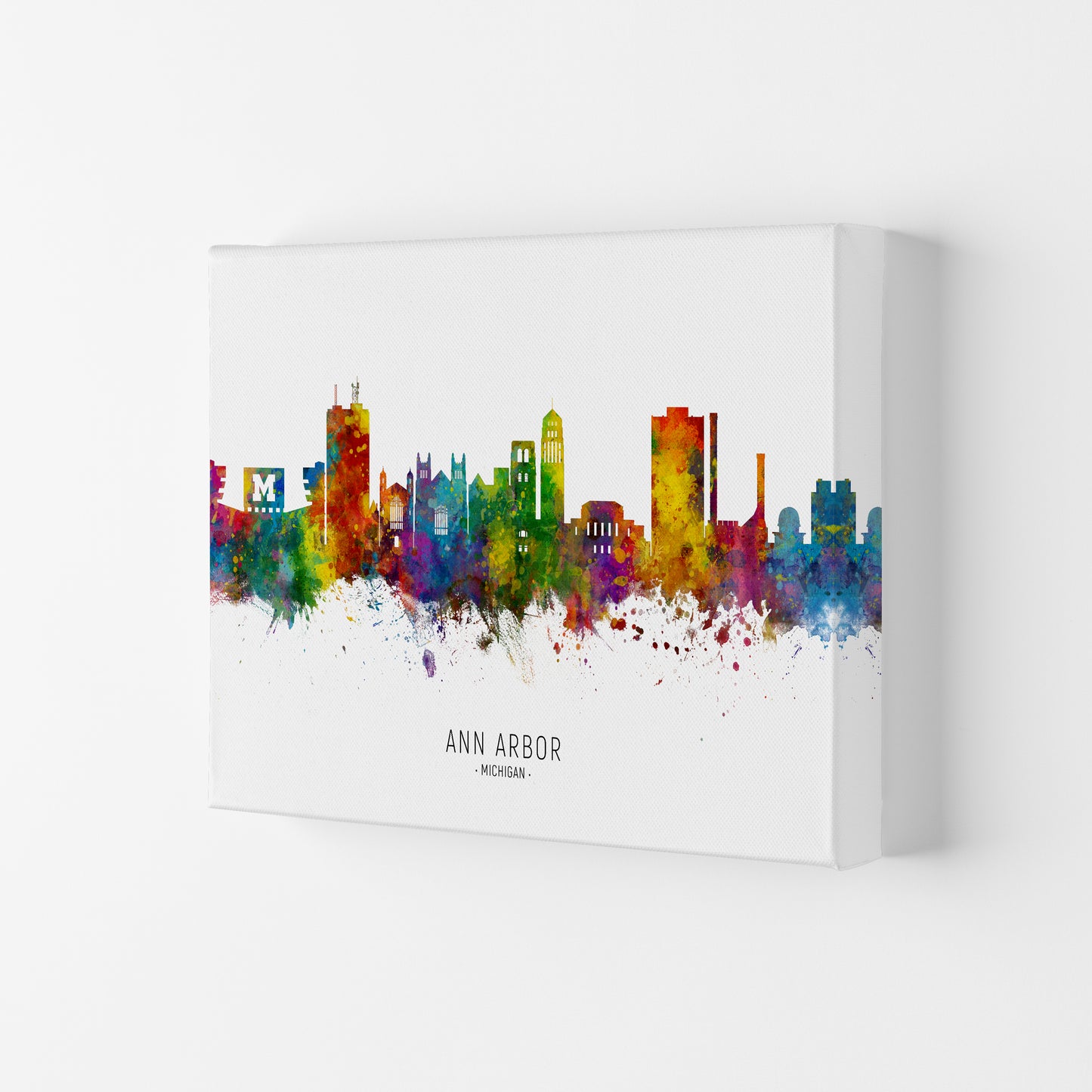 Ann Arbor Michigan Skyline Art Print by Michael Tompsett Canvas