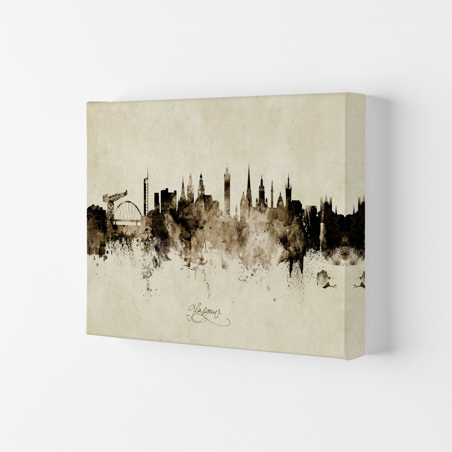 Glasgow Scotland Skyline Vintage Print by Michael Tompsett Canvas