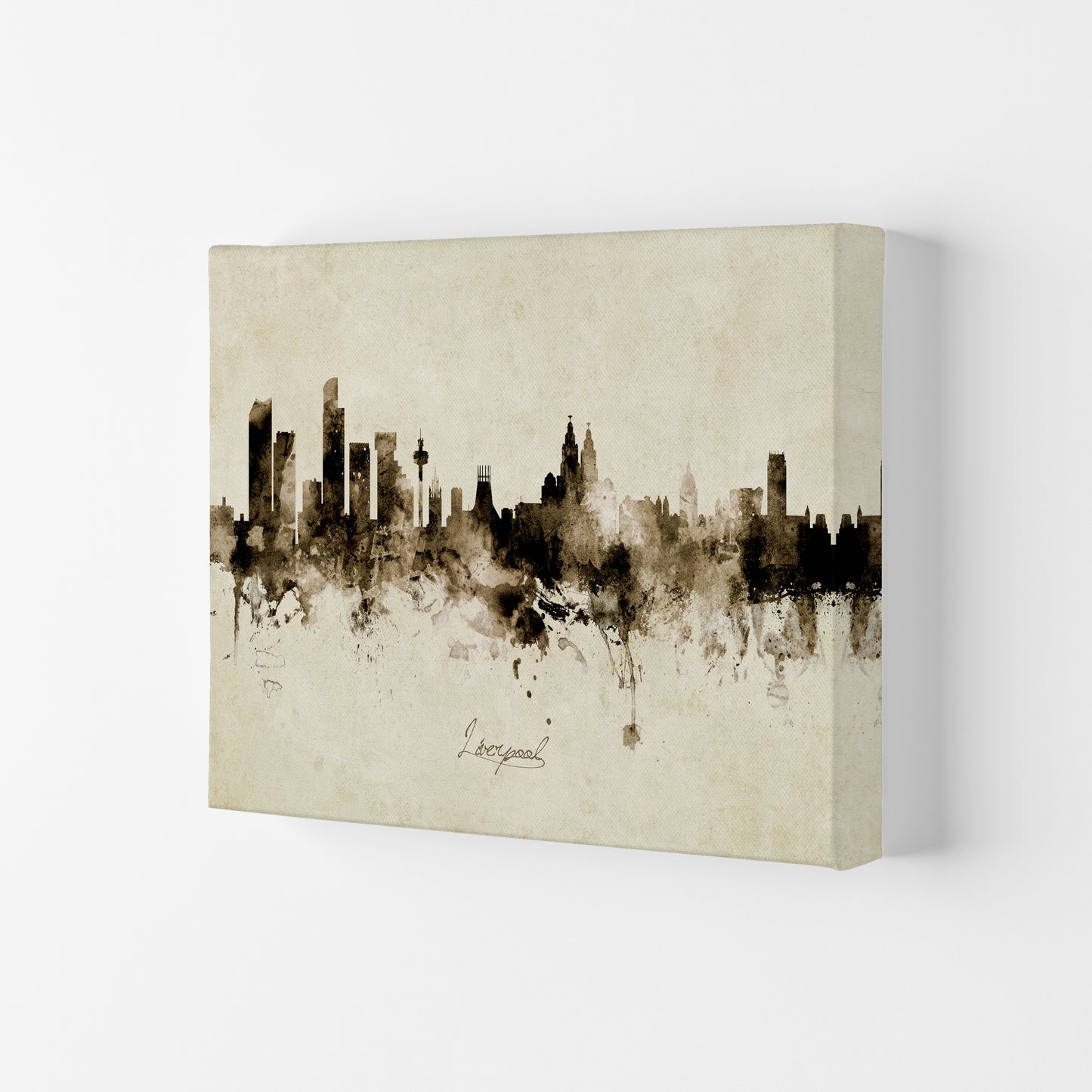 Liverpool England Skyline Vintage Print by Michael Tompsett Canvas