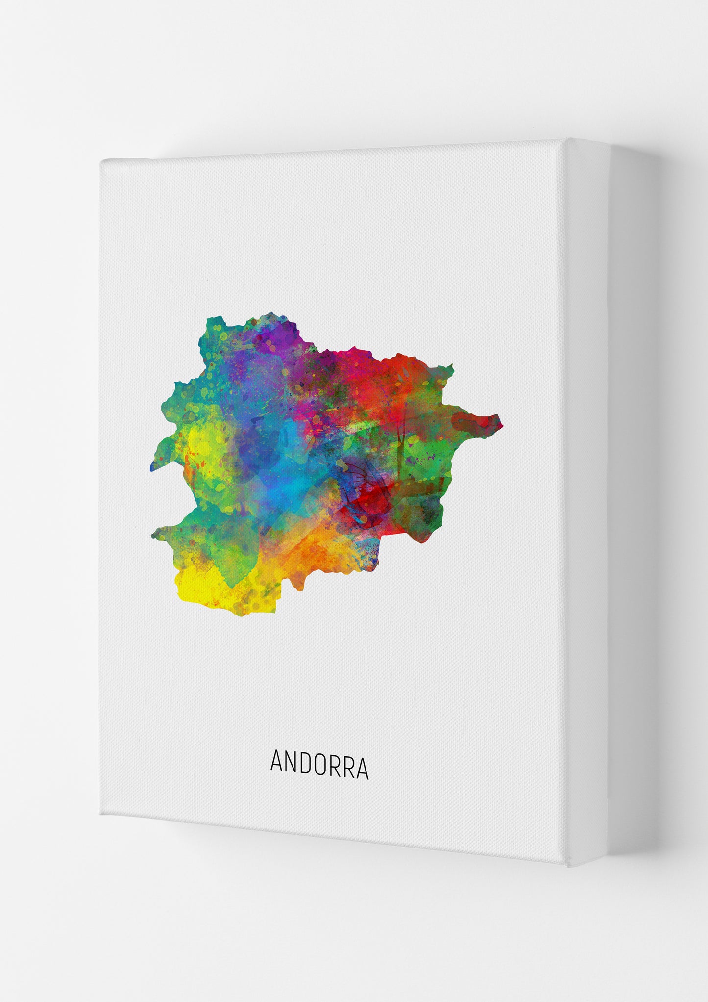 Andorra Watercolour Map Art Print by Michael Tompsett Canvas