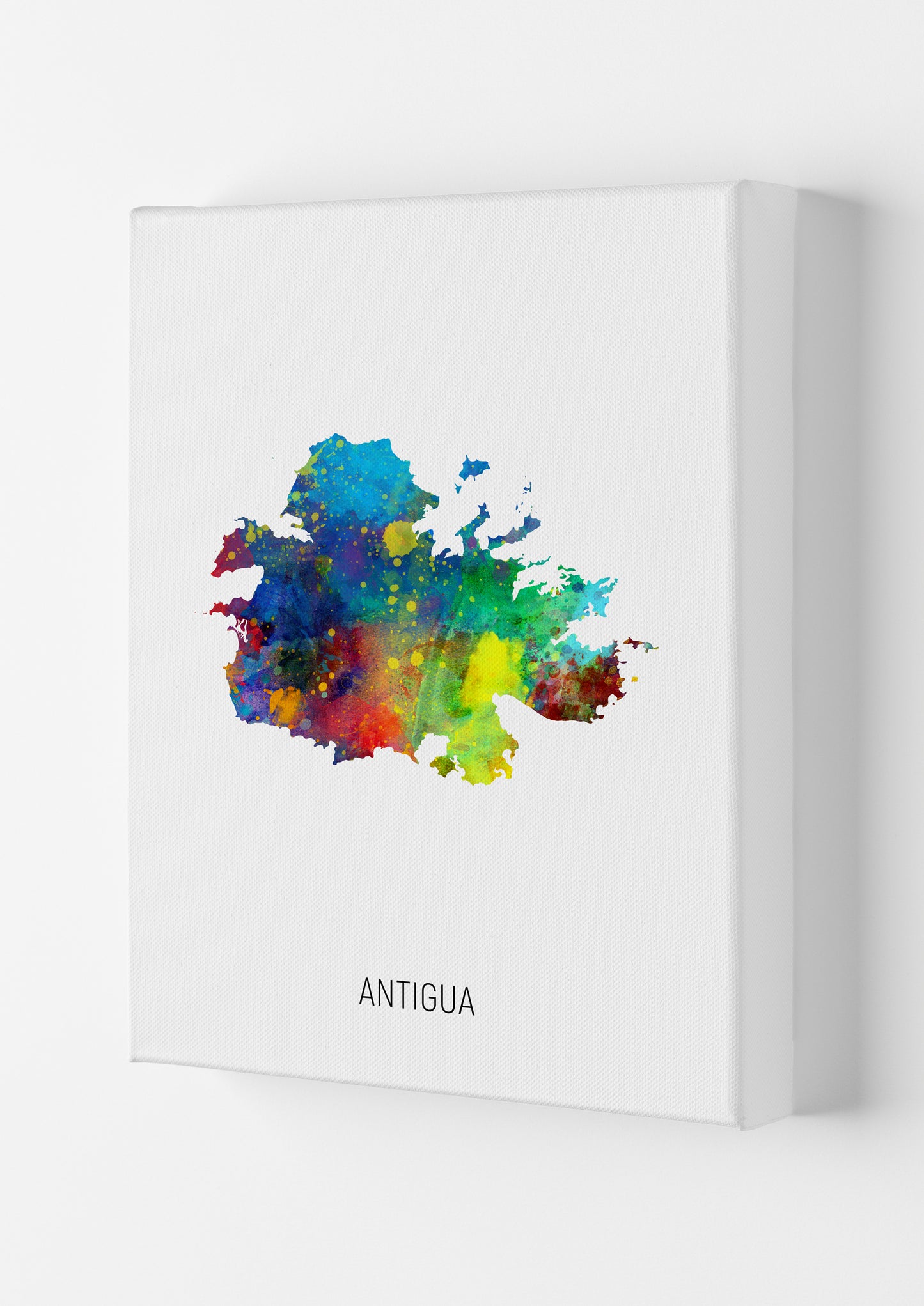 Antigua Watercolour Map Art Print by Michael Tompsett Canvas
