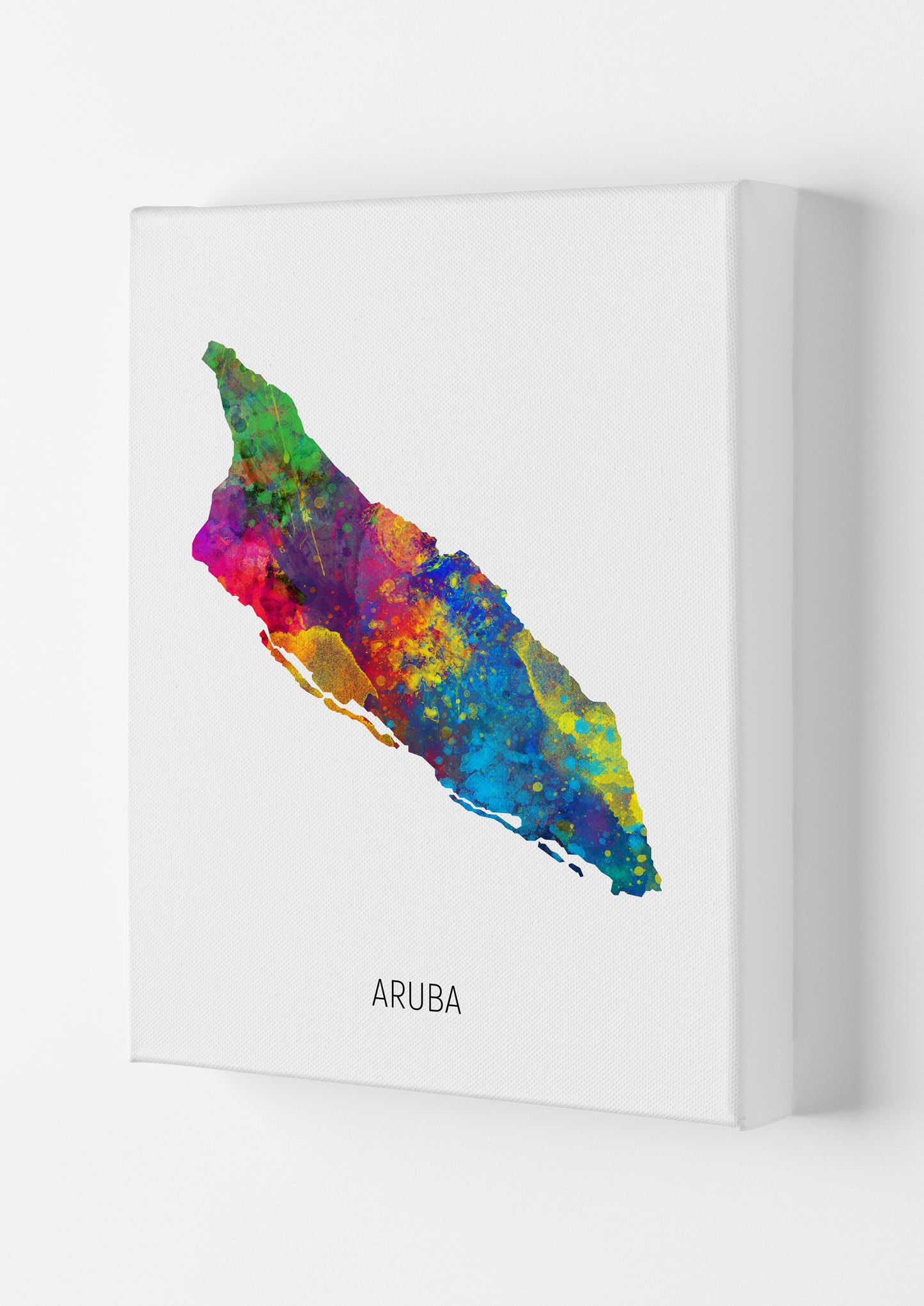 Aruba Watercolour Map Art Print by Michael Tompsett Canvas