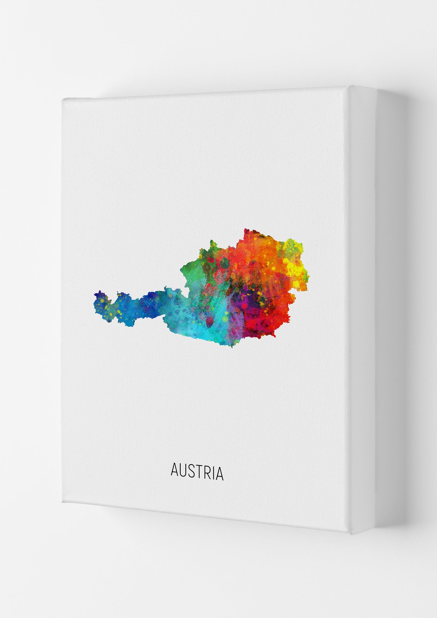 Austria Watercolour Map Art Print by Michael Tompsett Canvas