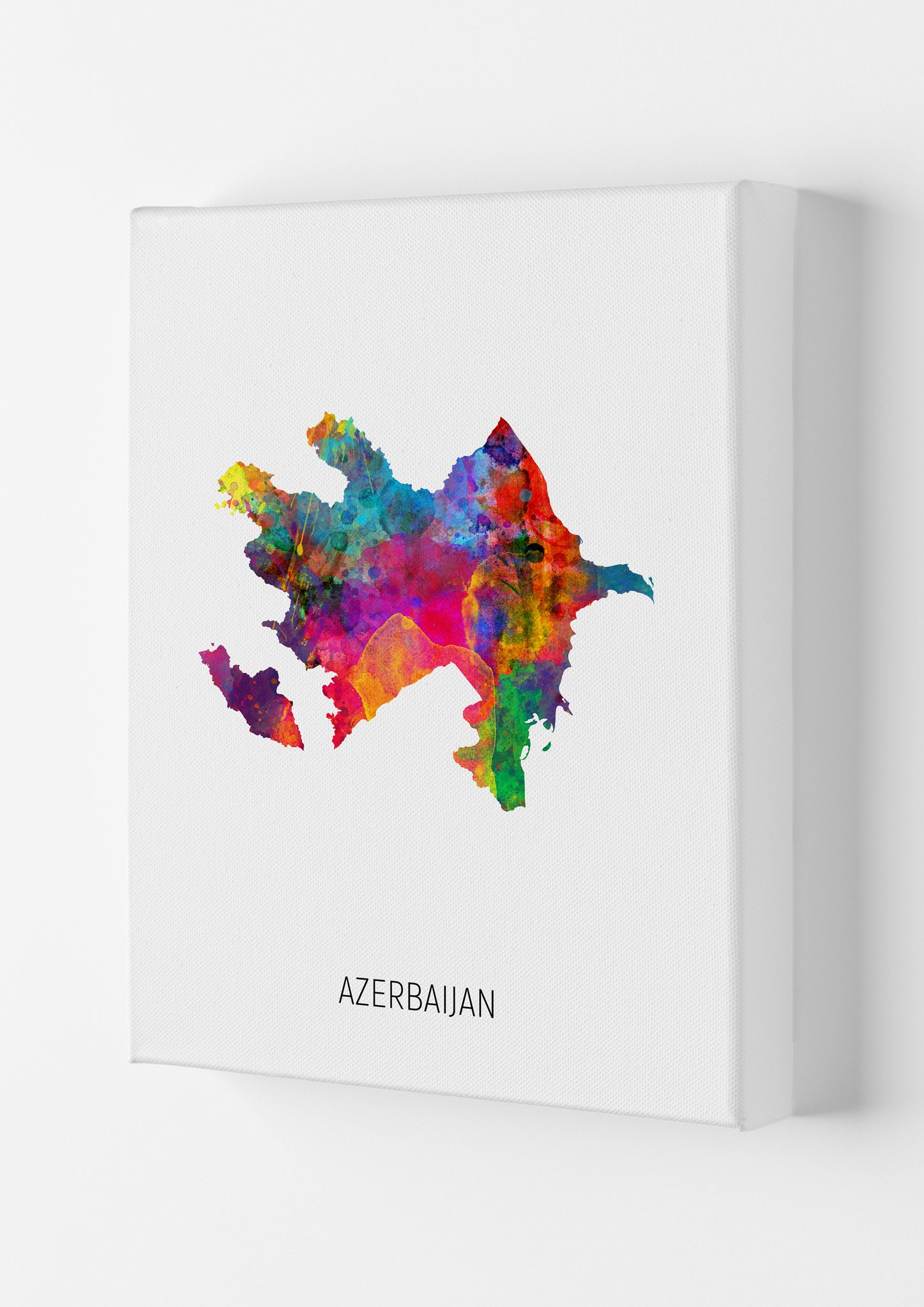 Azerbaijan Watercolour Map Art Print by Michael Tompsett Canvas