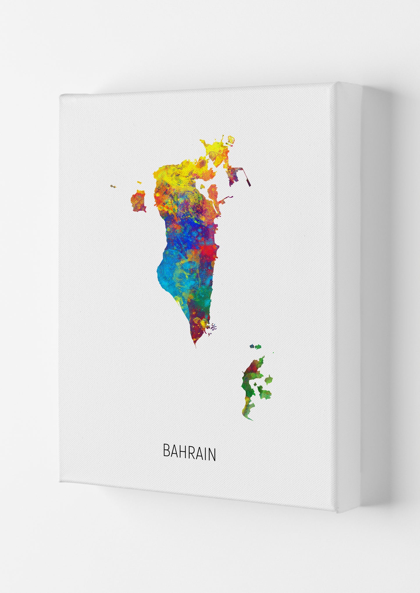 Bahrain Watercolour Map Art Print by Michael Tompsett Canvas