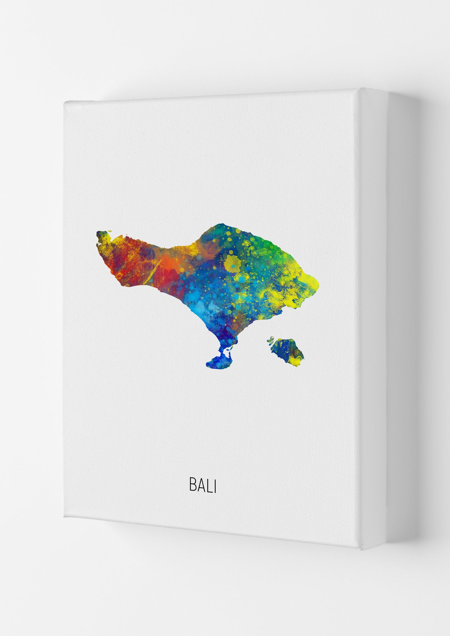 Bali Watercolour Map Art Print by Michael Tompsett Canvas