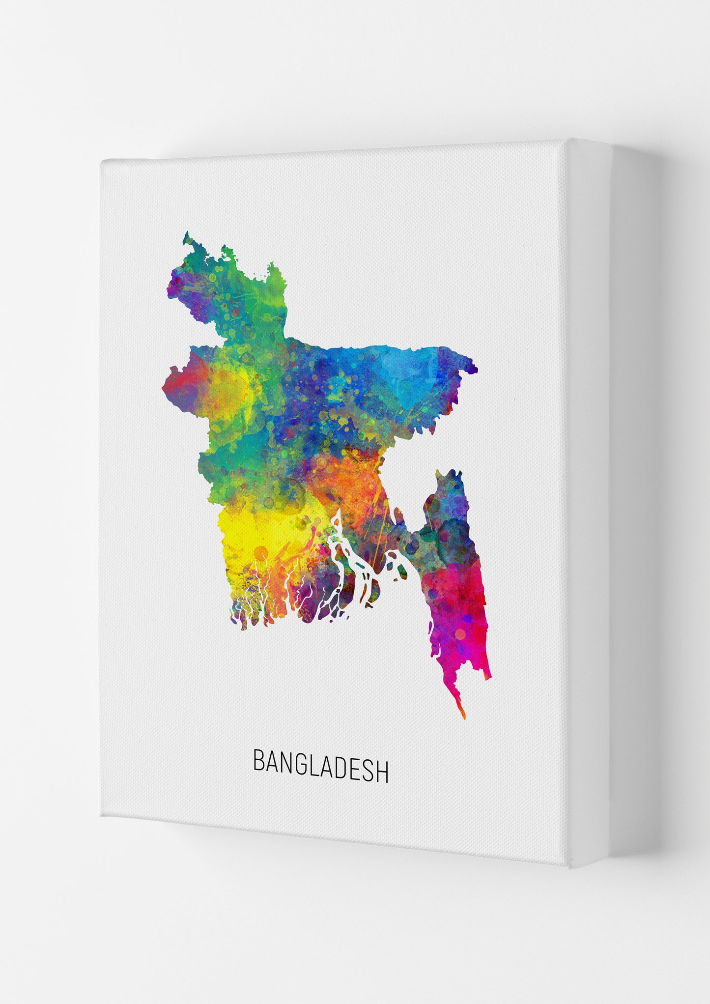 Bangladesh Watercolour Map Art Print by Michael Tompsett Canvas