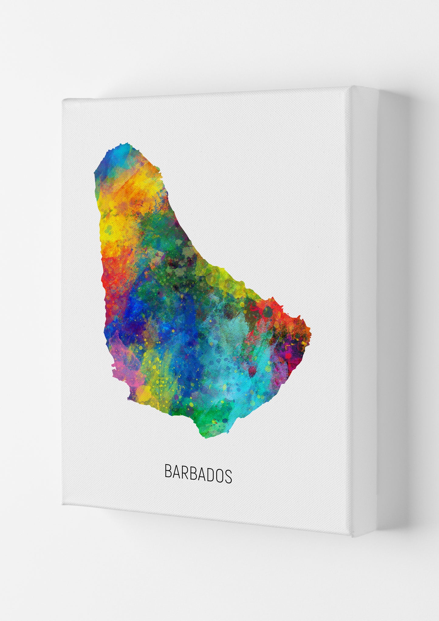 Barbados Watercolour Map Art Print by Michael Tompsett Canvas