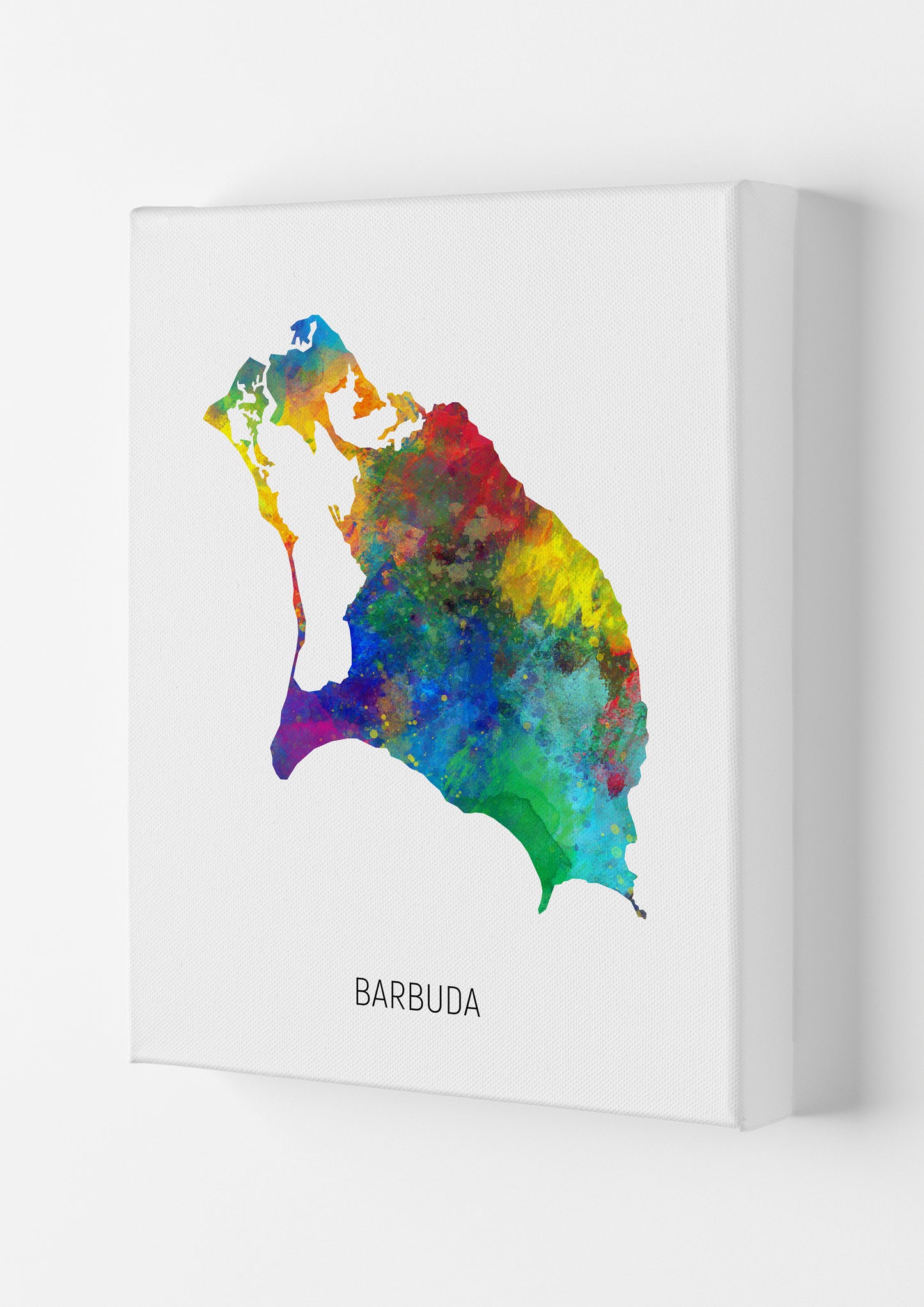 Barbuda Watercolour Map Art Print by Michael Tompsett Canvas