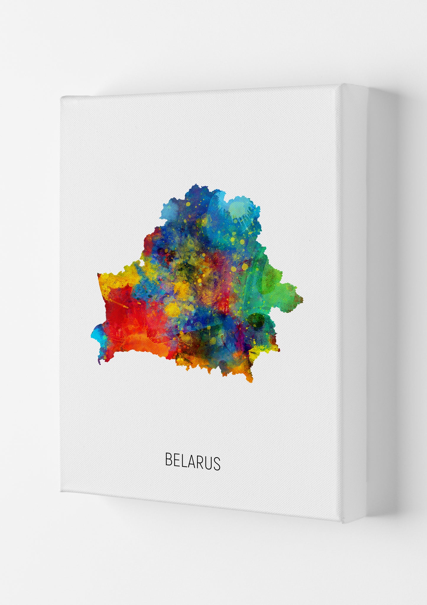 Belarus Watercolour Map Art Print by Michael Tompsett Canvas