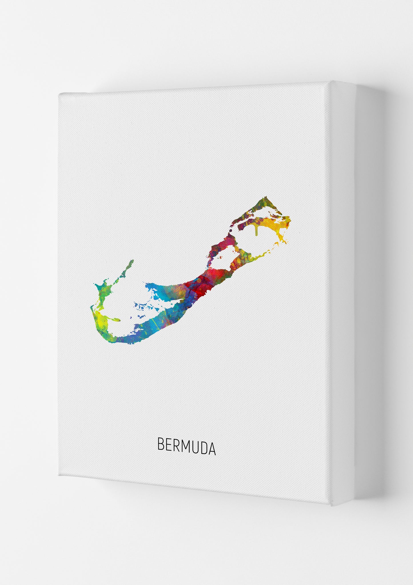 Bermuda Watercolour Map Art Print by Michael Tompsett Canvas