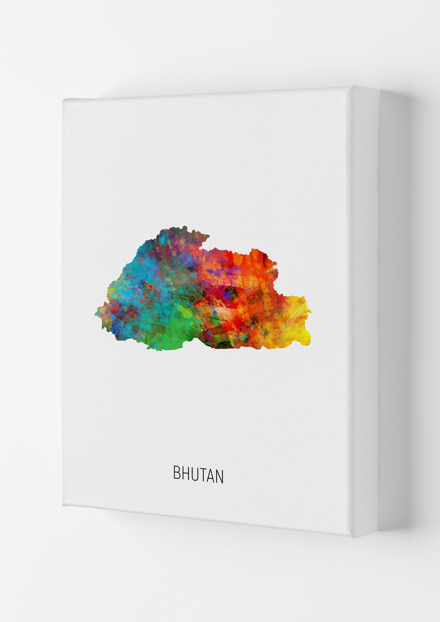 Bhutan Watercolour Map Art Print by Michael Tompsett Canvas