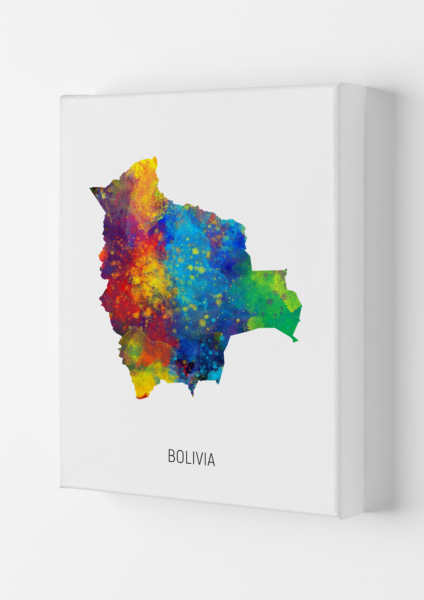 Bolivia Watercolour Map Art Print by Michael Tompsett Canvas