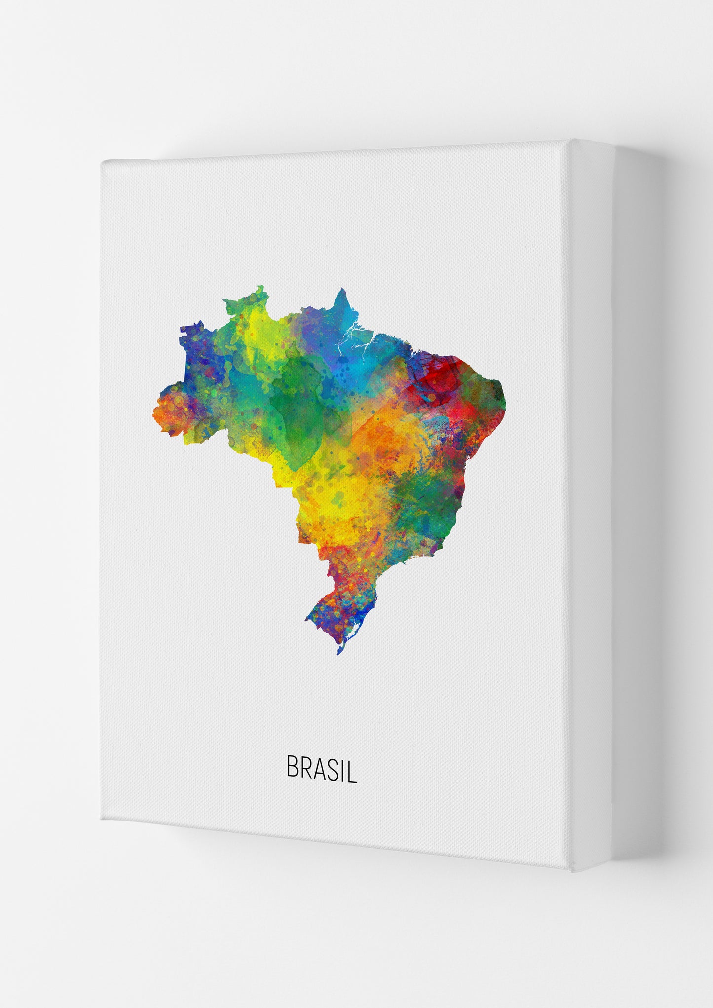 Brasil Watercolour Map Art Print by Michael Tompsett Canvas