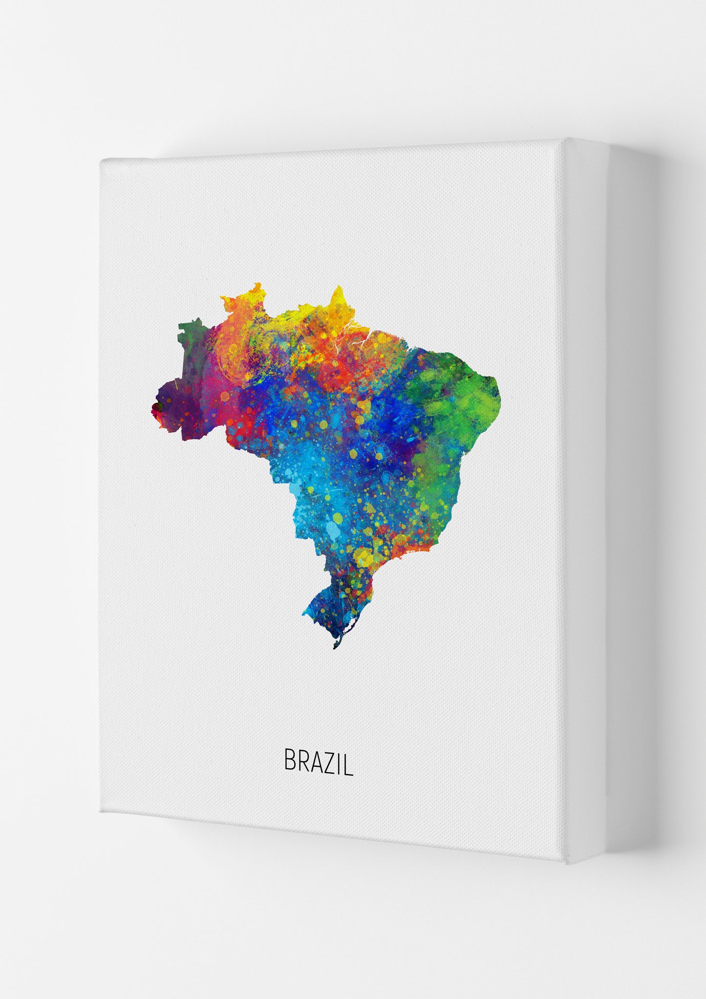 Brazil Watercolour Map Art Print by Michael Tompsett Canvas