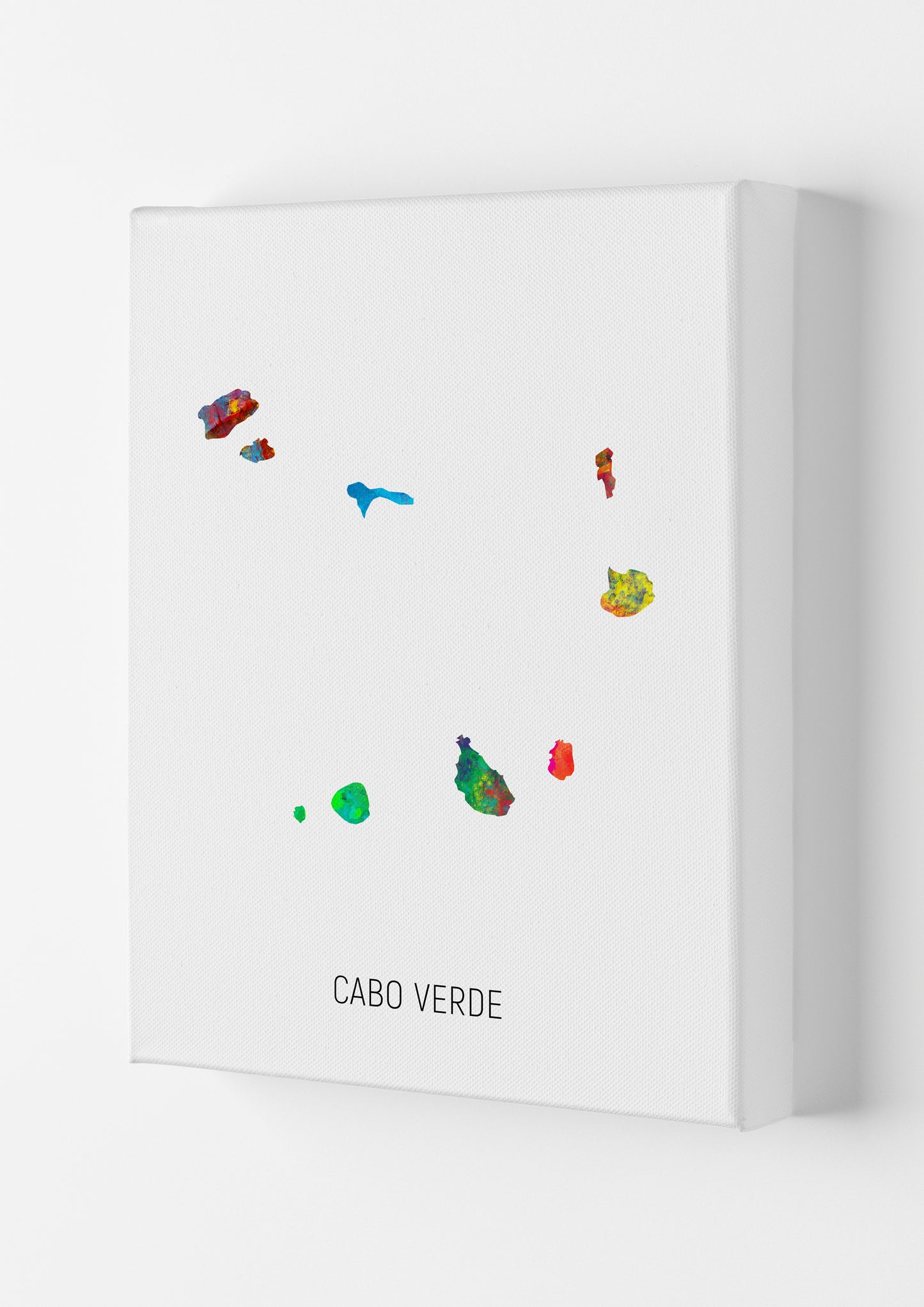 Cabo Verde Watercolour Map Art Print by Michael Tompsett Canvas
