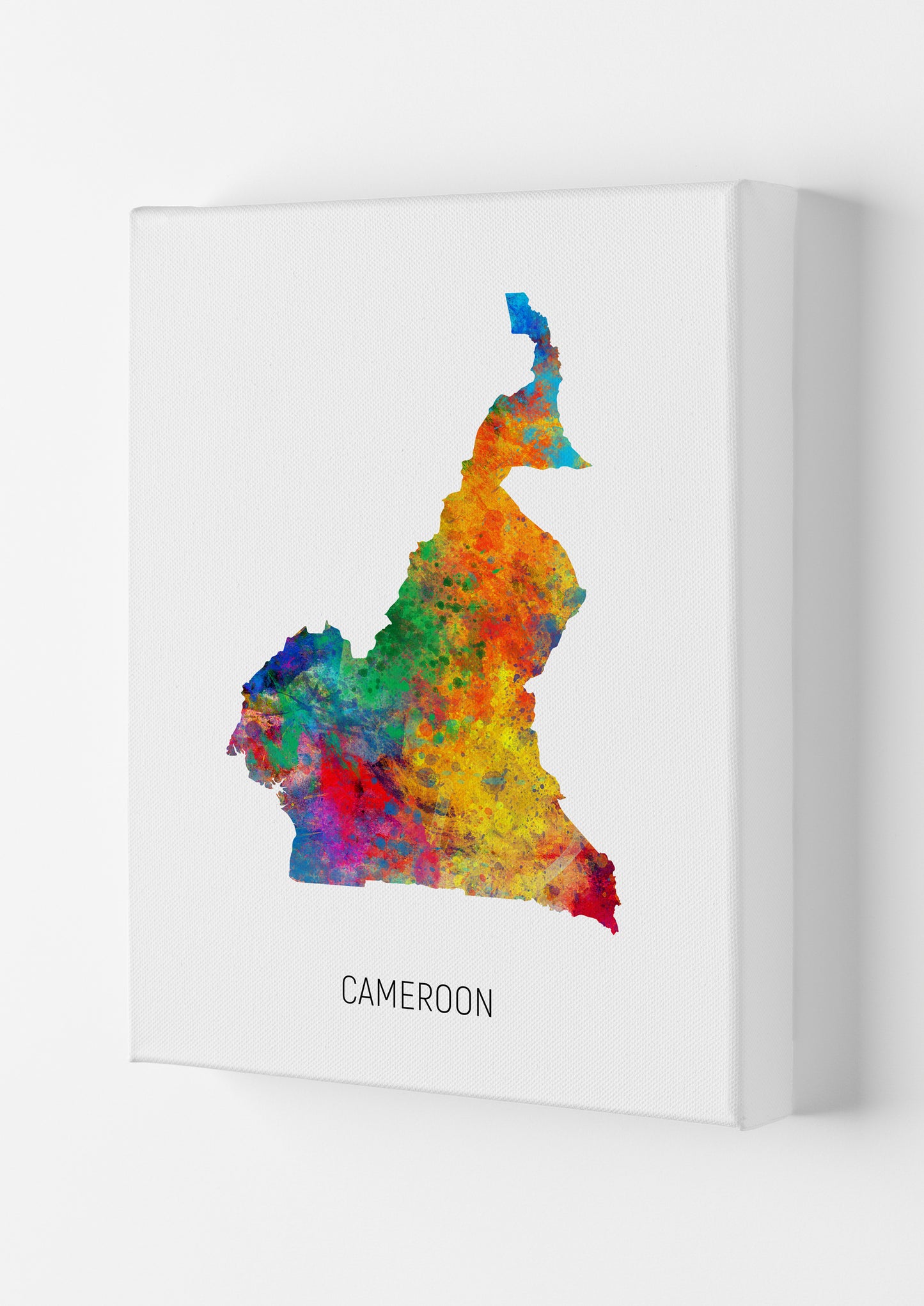 Cameroon Watercolour Map Art Print by Michael Tompsett Canvas