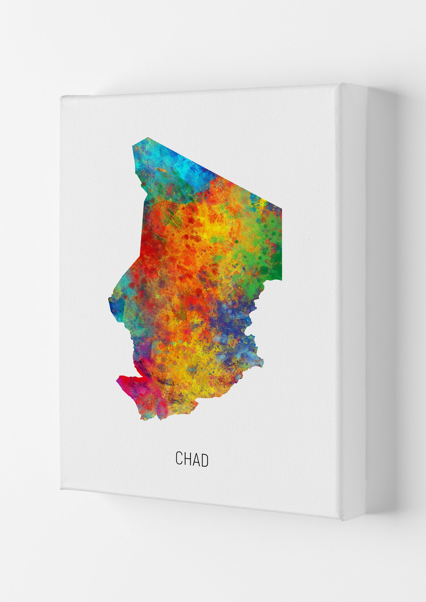 Chad Watercolour Map Art Print by Michael Tompsett Canvas
