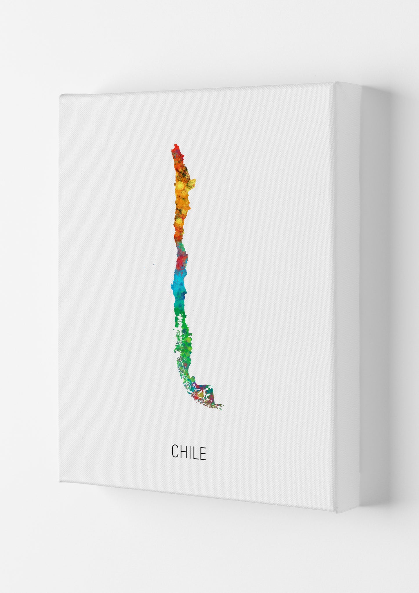 Chile Watercolour Map Art Print by Michael Tompsett Canvas