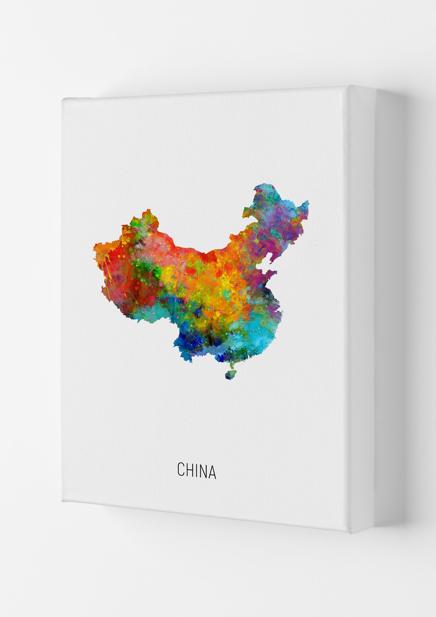 China Watercolour Map Art Print by Michael Tompsett Canvas