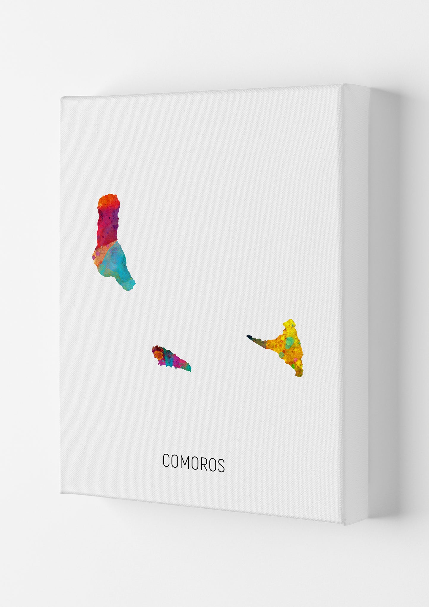 Comoros Watercolour Map Art Print by Michael Tompsett Canvas