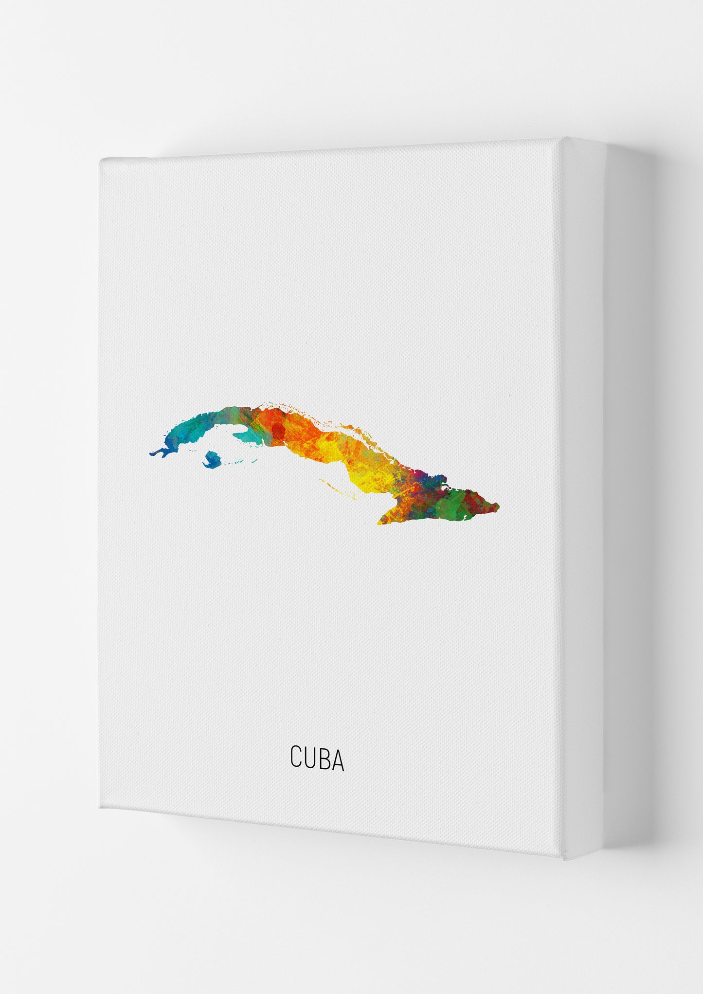Cuba Watercolour Map Art Print by Michael Tompsett Canvas