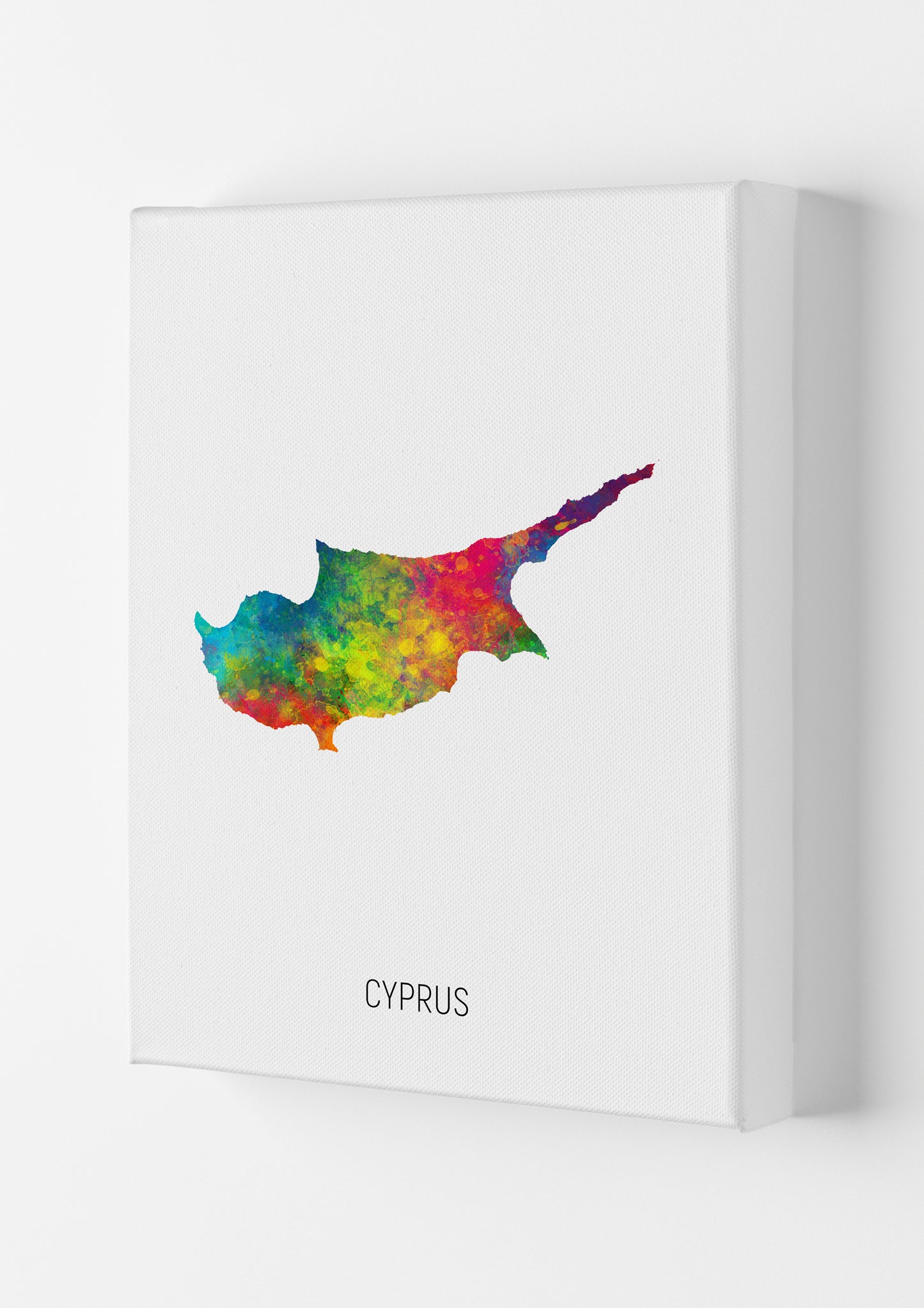 Cyprus Watercolour Map Art Print by Michael Tompsett Canvas