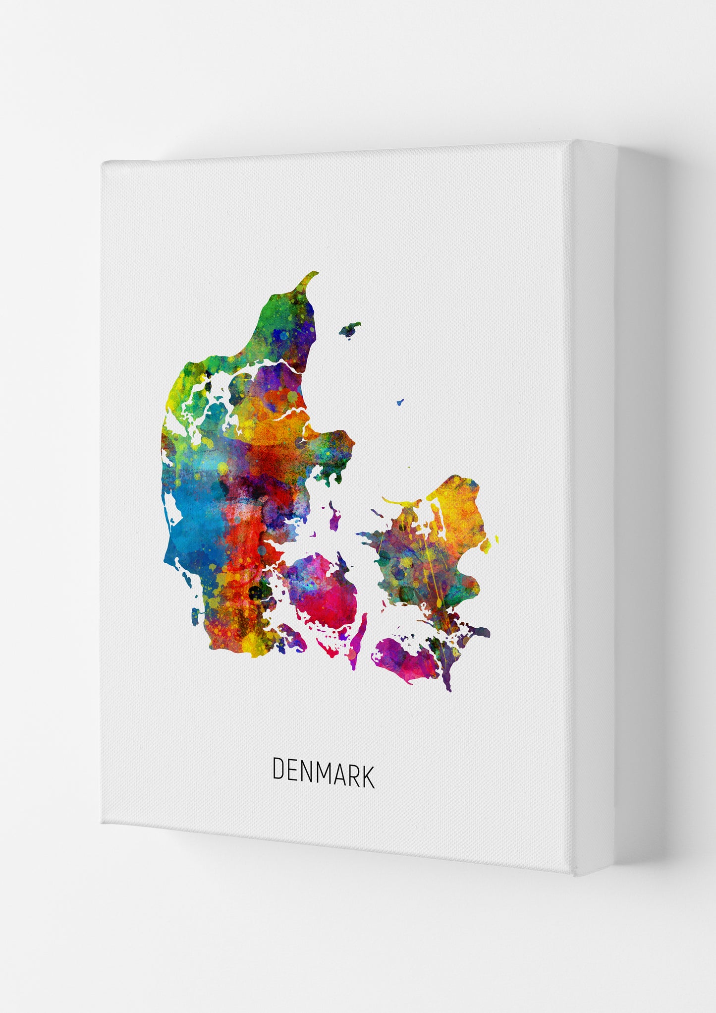Denmark Watercolour Map Art Print by Michael Tompsett Canvas