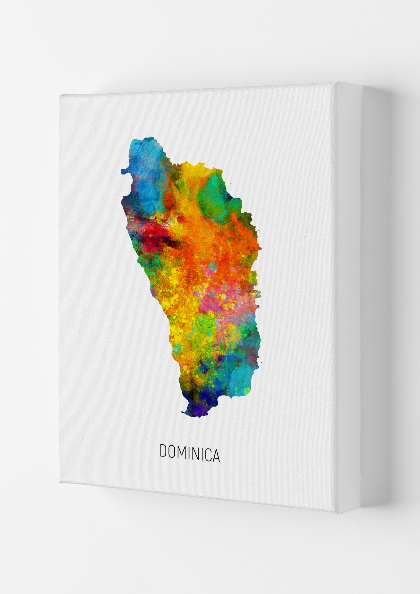 Dominica Watercolour Map Art Print by Michael Tompsett Canvas
