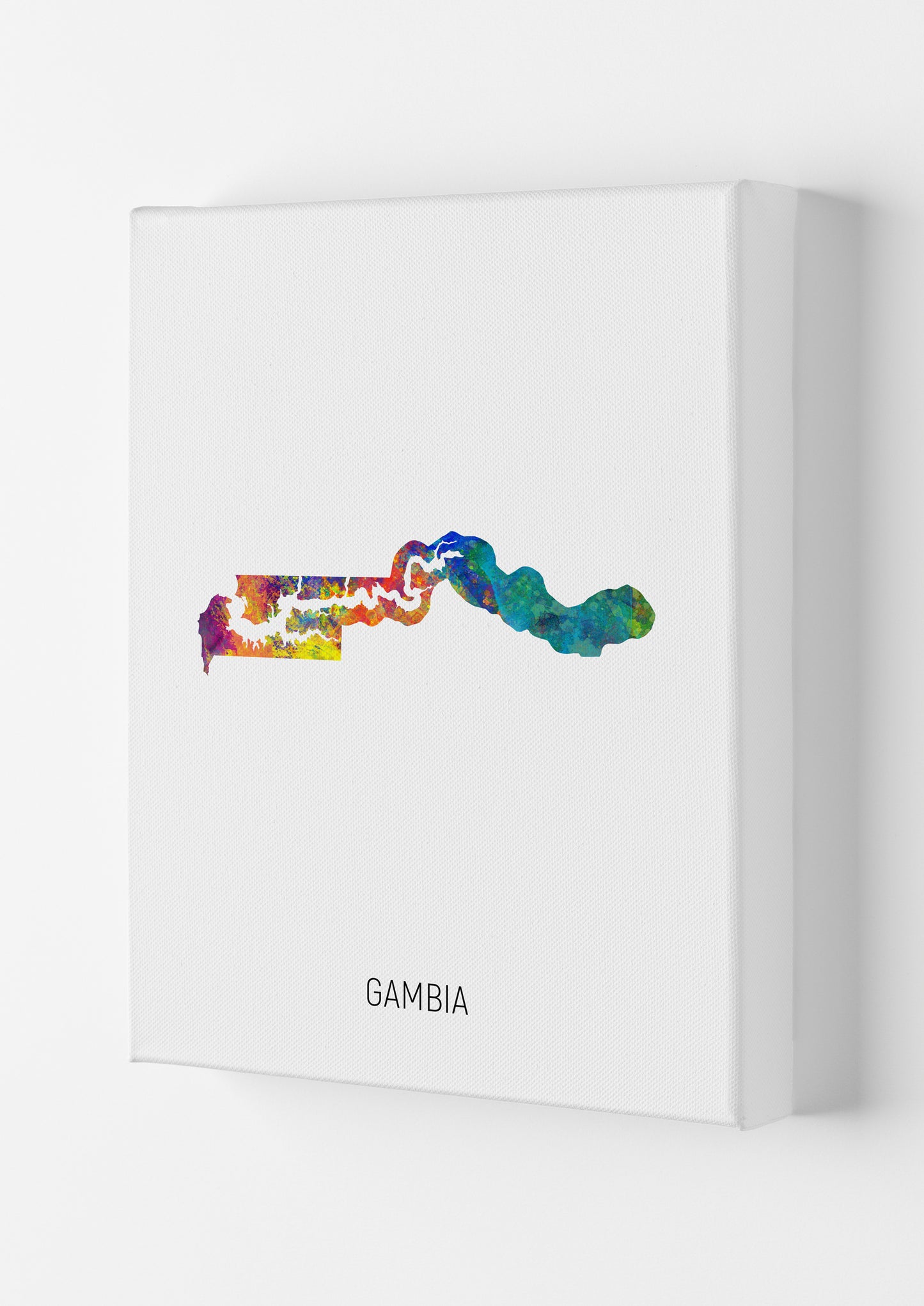Gambia Watercolour Map Art Print by Michael Tompsett Canvas