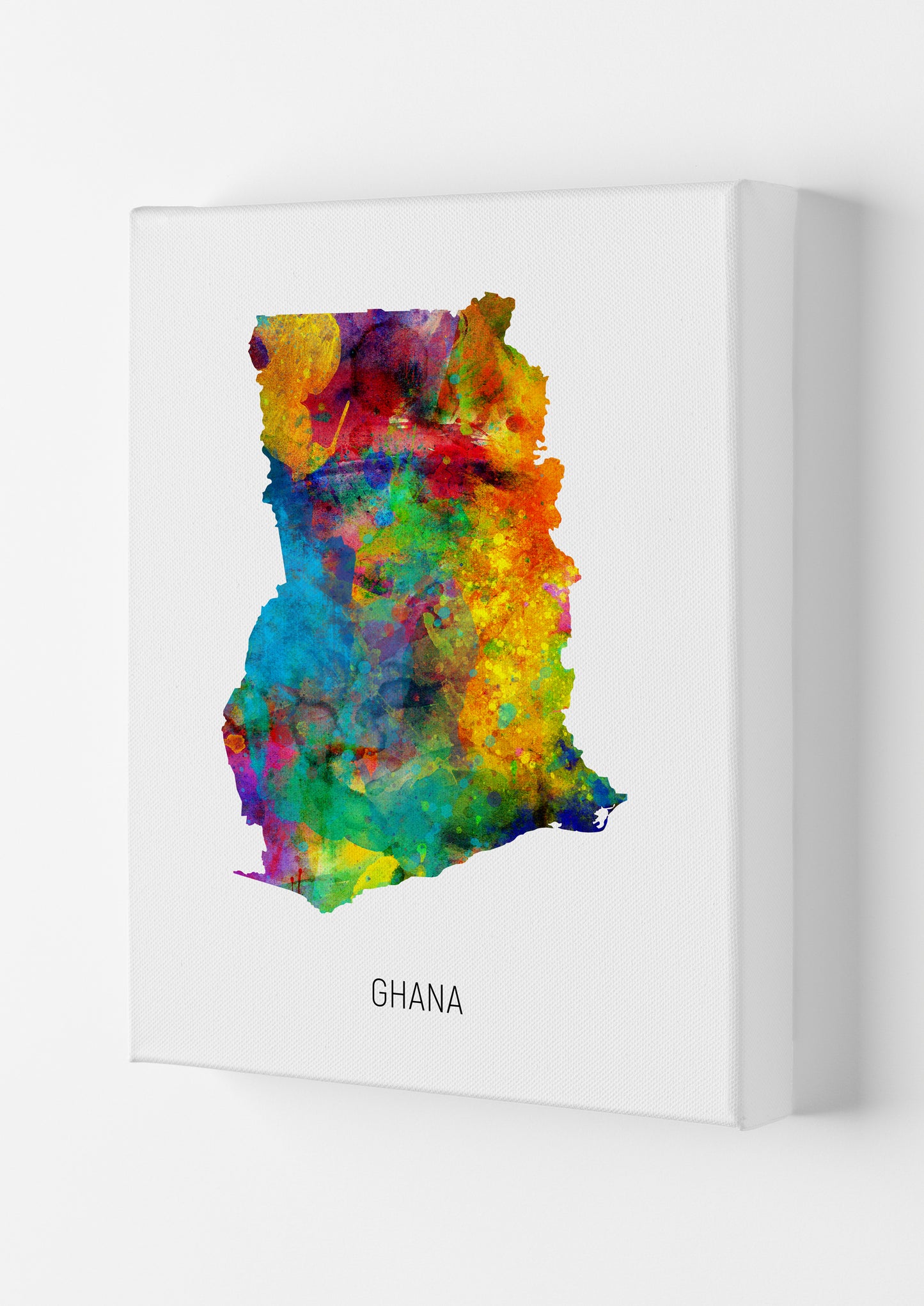 Ghana Watercolour Map Art Print by Michael Tompsett Canvas