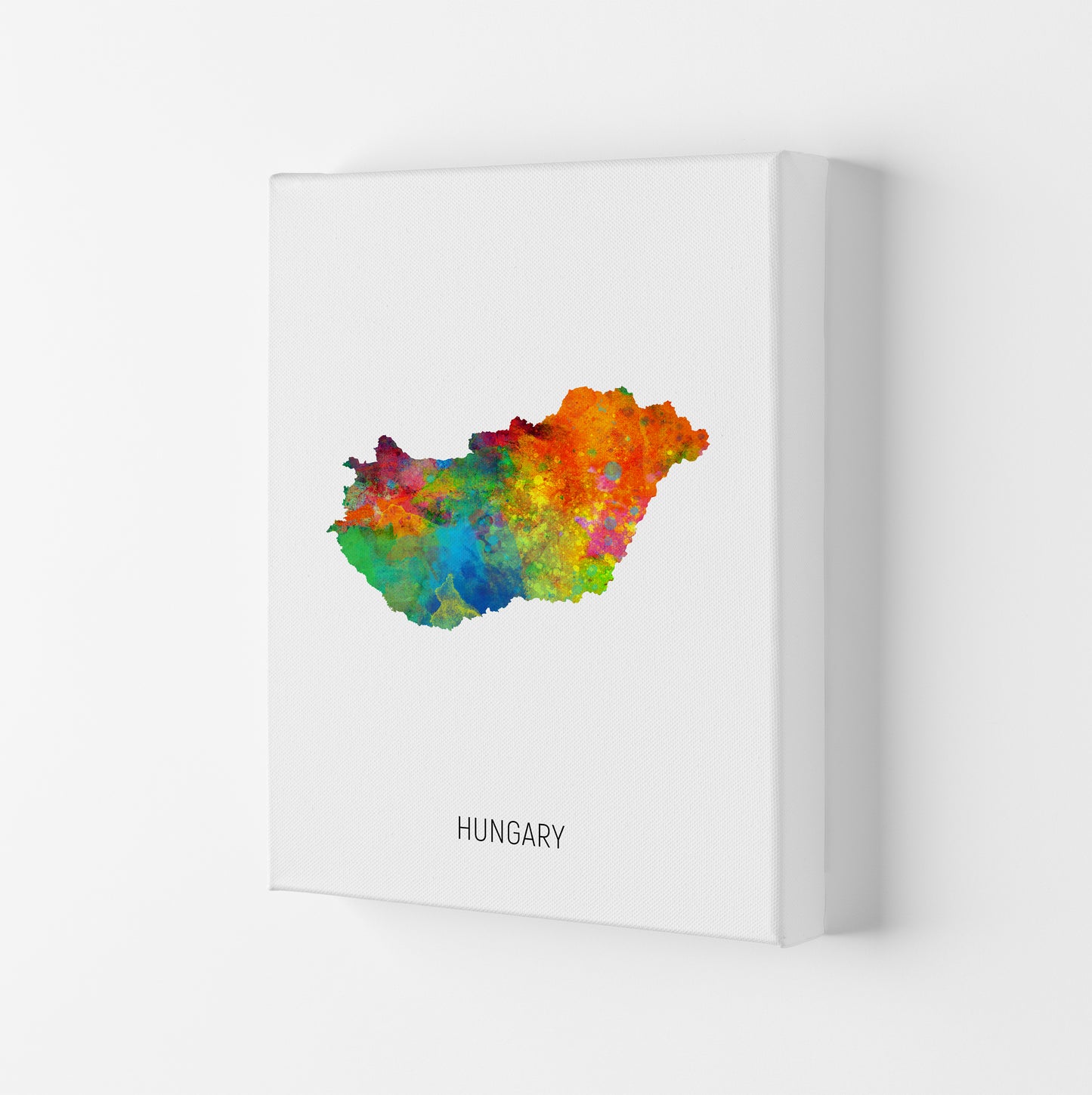 Hungary Watercolour Map Art Print by Michael Tompsett Canvas