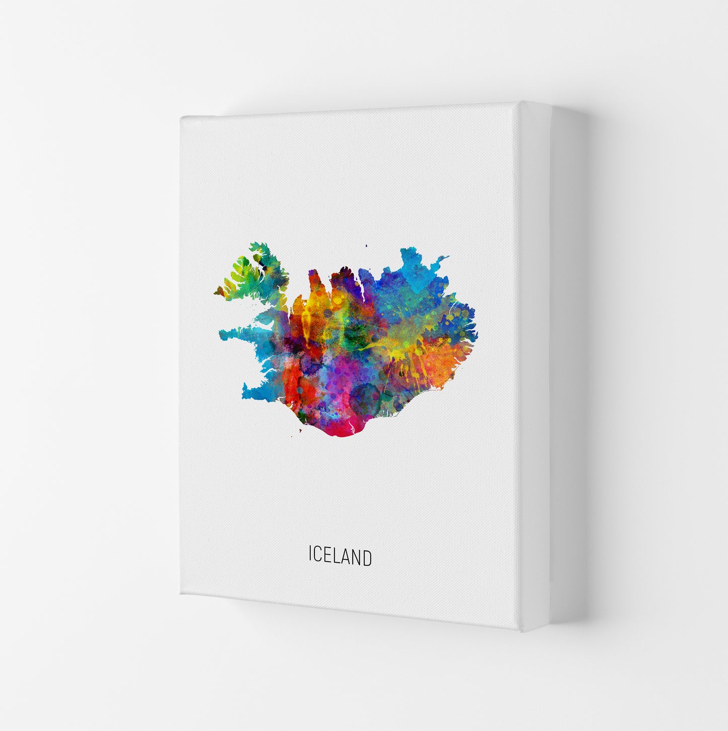 Iceland Watercolour Map Art Print by Michael Tompsett Canvas