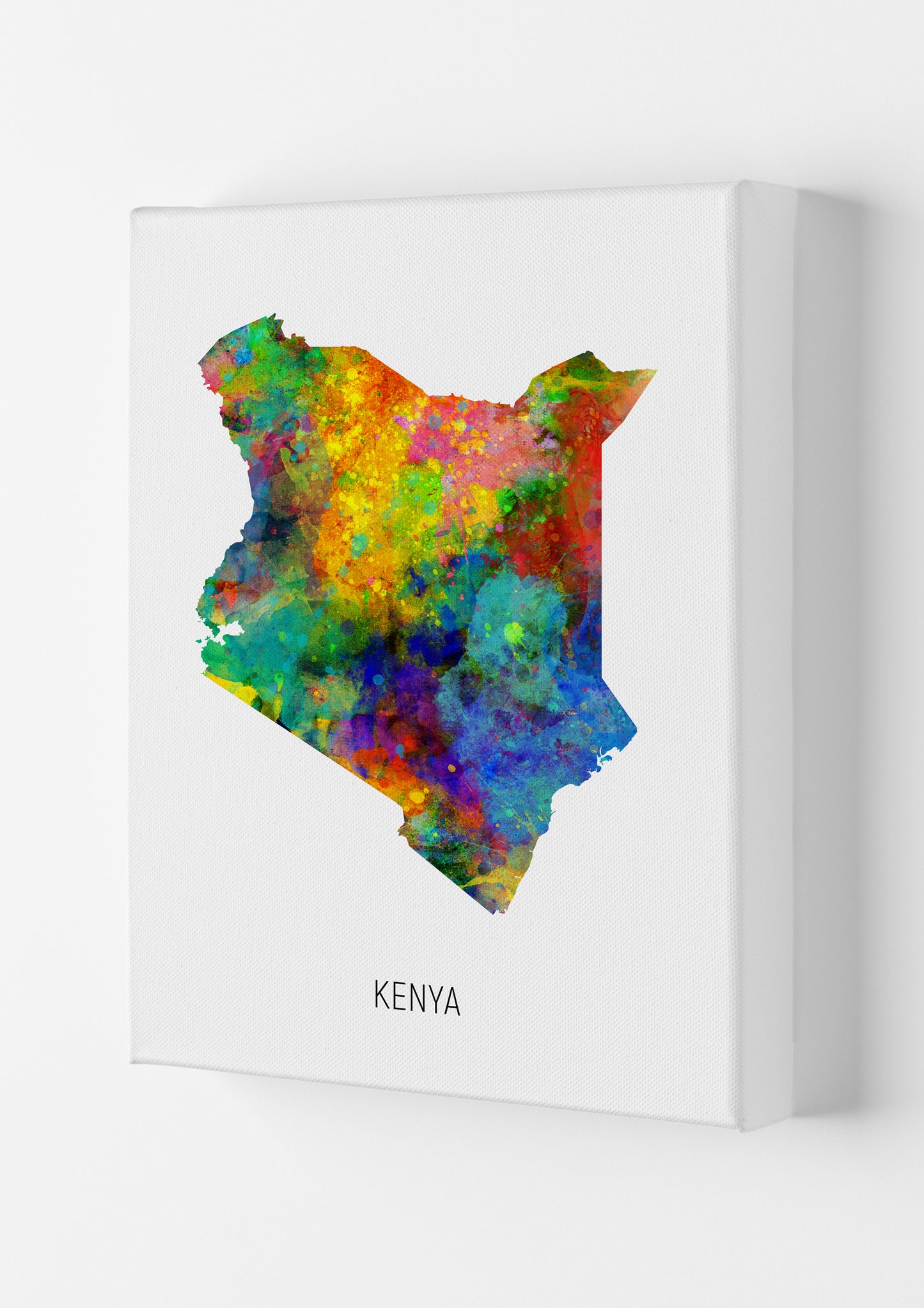 Kenya Watercolour Map Art Print by Michael Tompsett Canvas