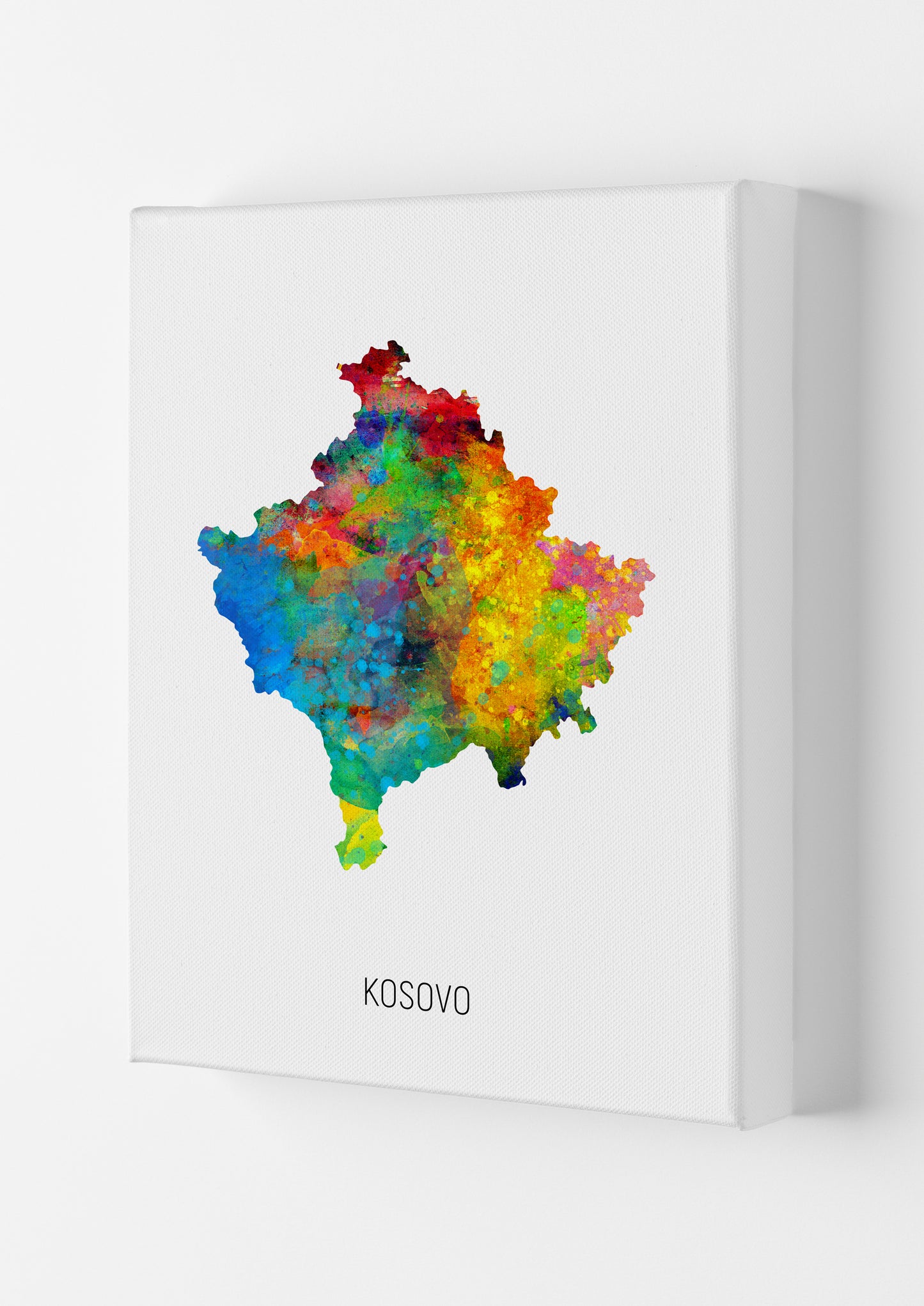 Kosovo Watercolour Map Art Print by Michael Tompsett Canvas