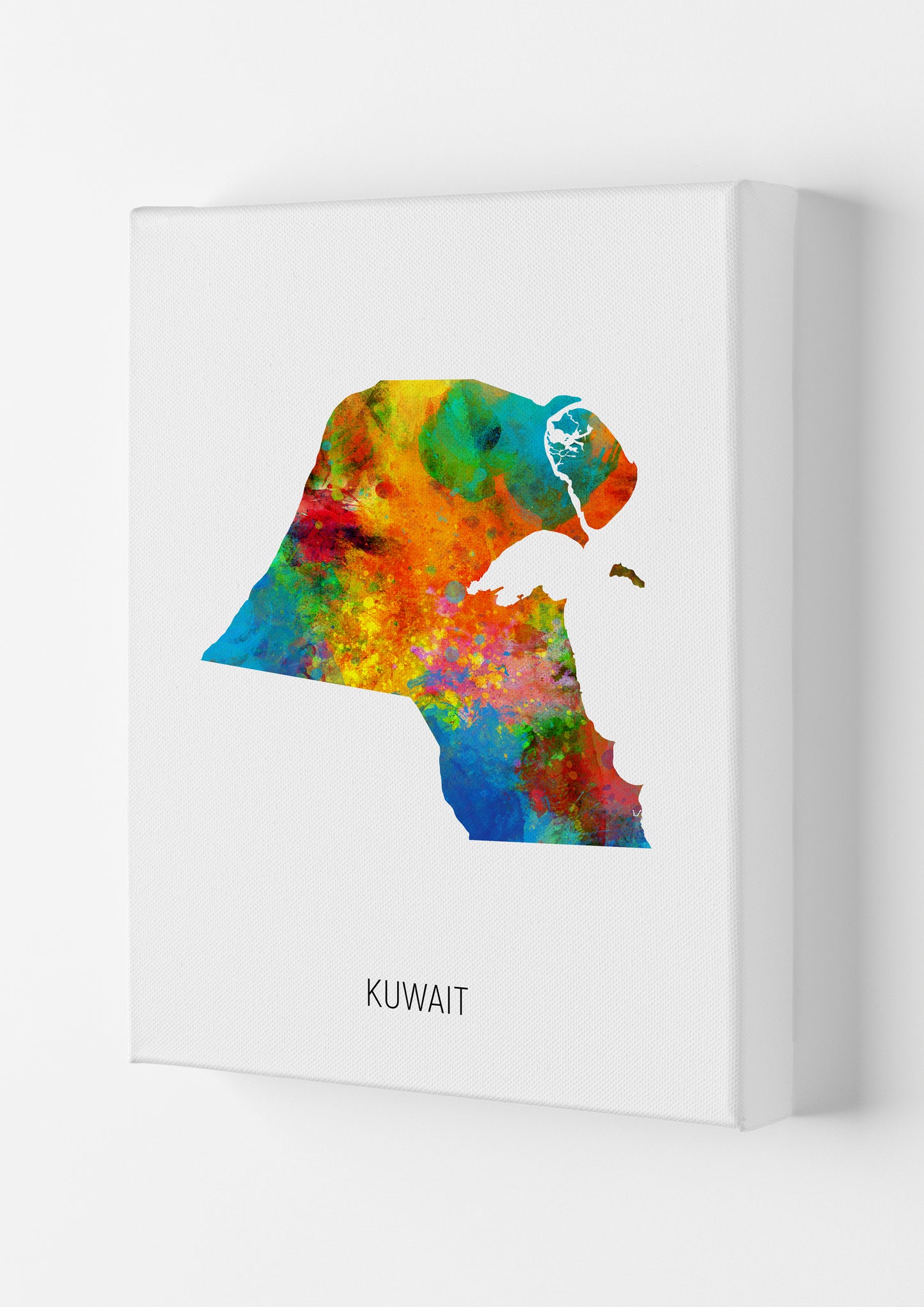 Kuwait Watercolour Map Art Print by Michael Tompsett Canvas