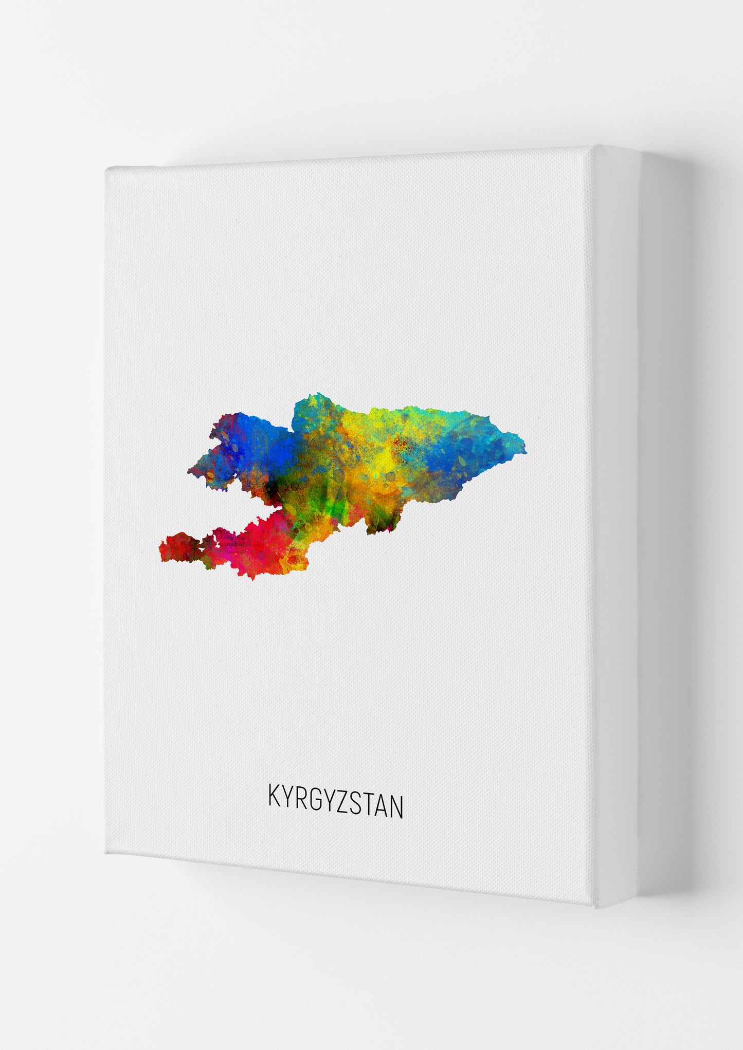 Kyrgyzstan Watercolour Map Art Print by Michael Tompsett Canvas