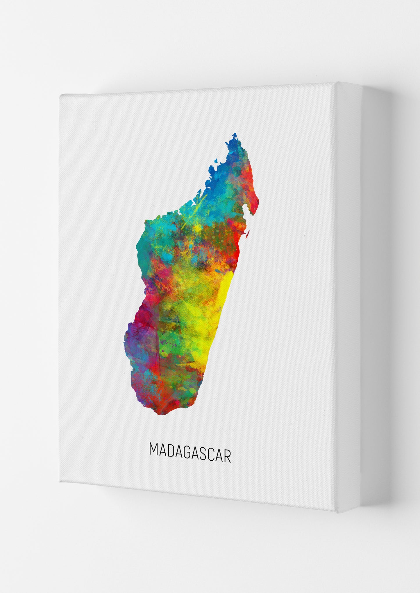 Madagascar Watercolour Map Art Print by Michael Tompsett Canvas