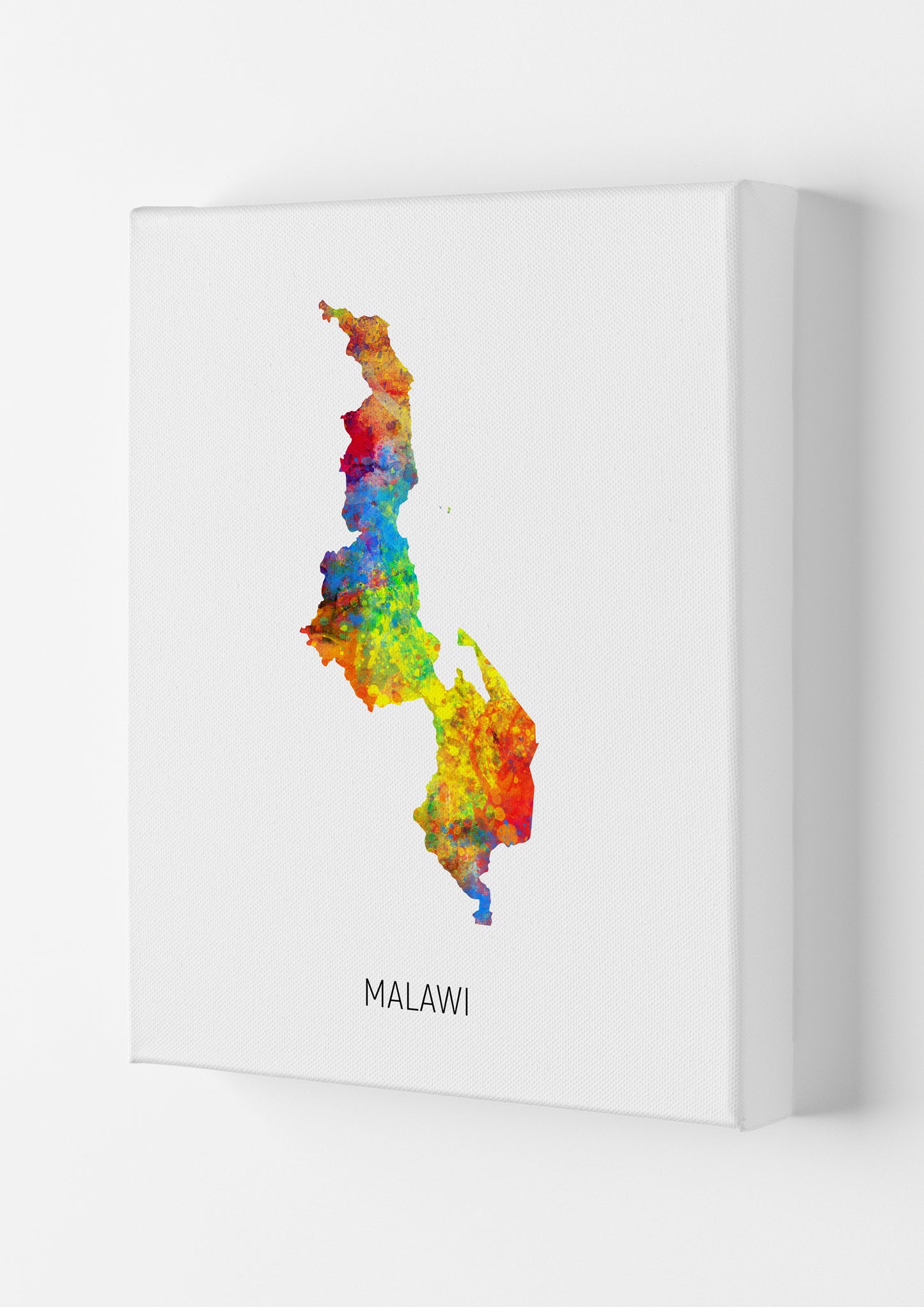 Malawi Watercolour Map Art Print by Michael Tompsett Canvas